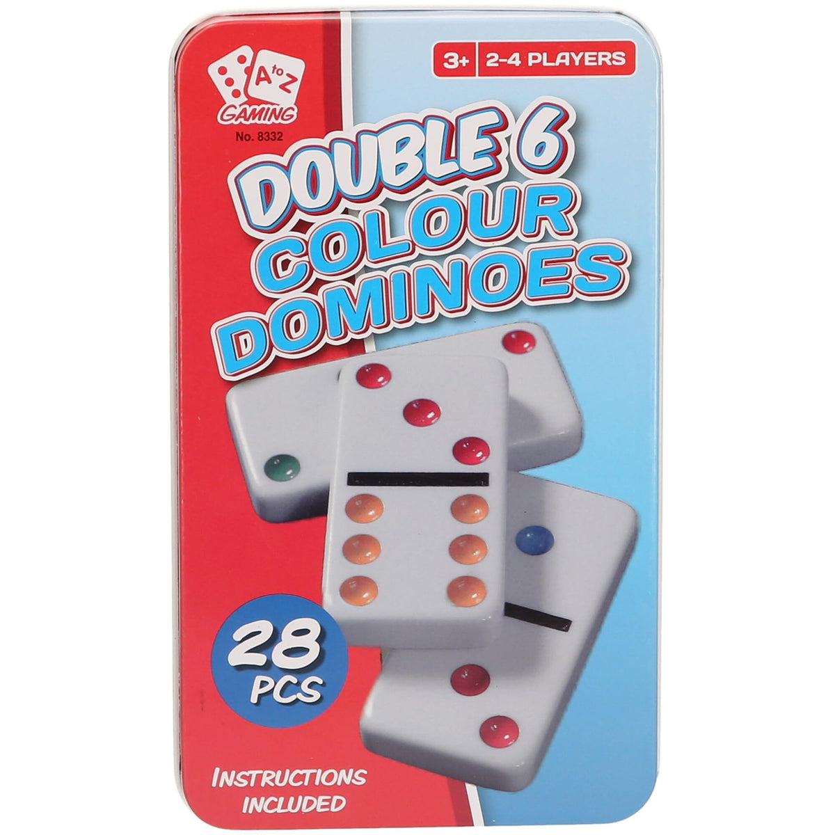 Atoz Double 6 Colour Dominoes - 28 Pieces - Ages 3+