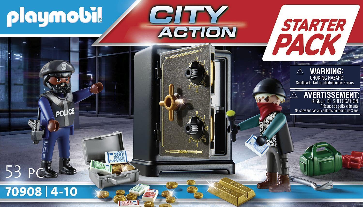 Playmobil 70908 City Action Starter Pack Bank Robbery - Police & Robber Playset for Ages 4+