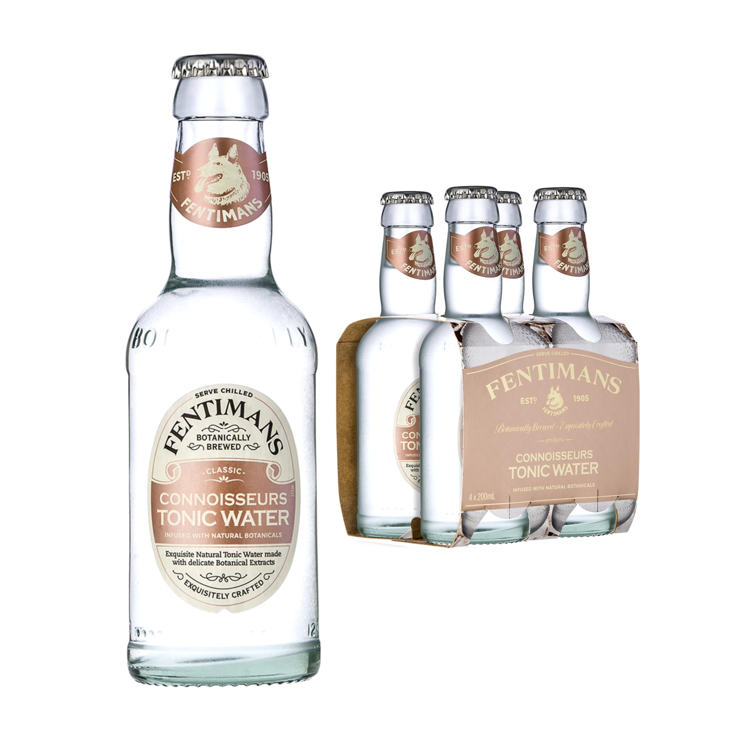 Fentimans Connoisseurs Tonic Water - Botanically Brewed, Gluten Free | 200 ml (Pack of 4)
