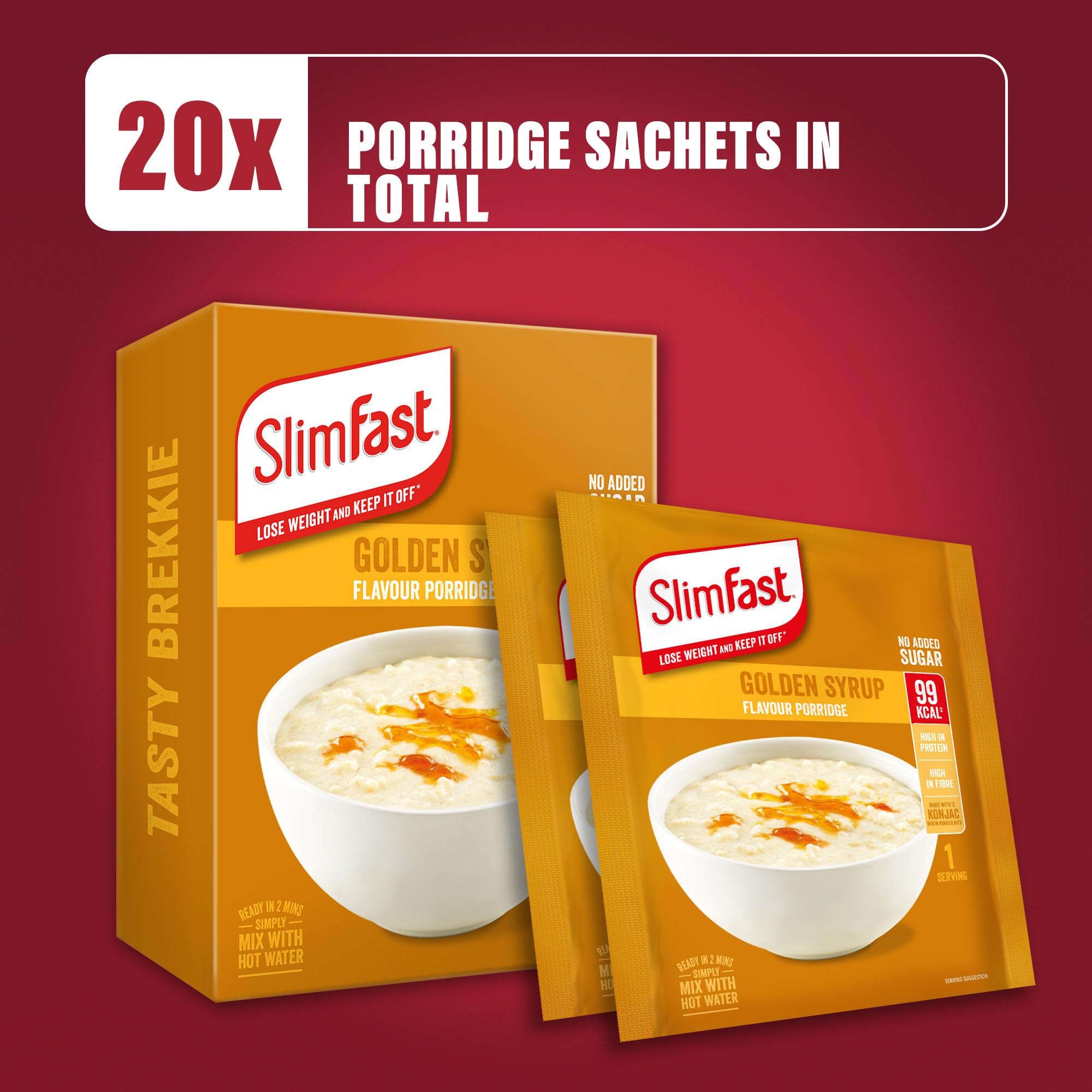 SlimFast Golden Syrup Flavour Porridge - High in Protein, No Added Sugar | 20 Sachets 6