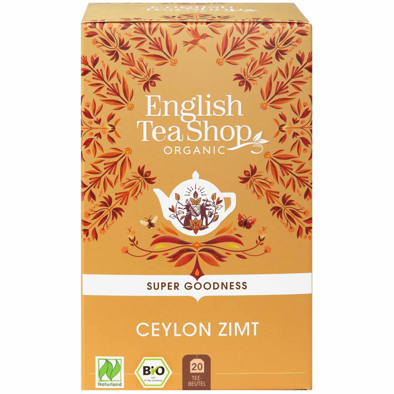 English Tea Shop Organic Ceylon Cinnamon Herbal Tea - 20 Compostable Sachets, 35 g