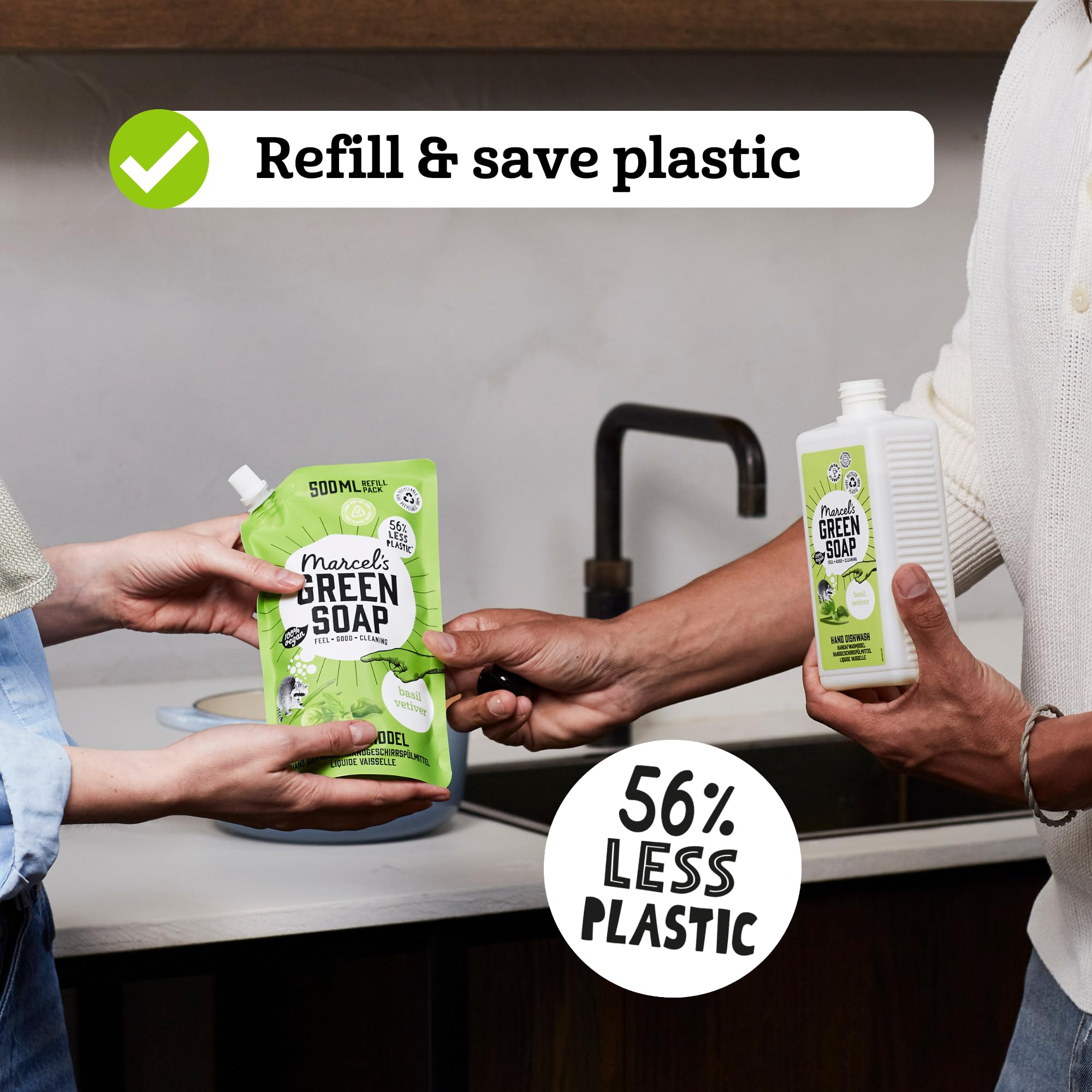 Marcel's Green Soap - Basil & Vetiver Washing-Up Liquid Refill 3