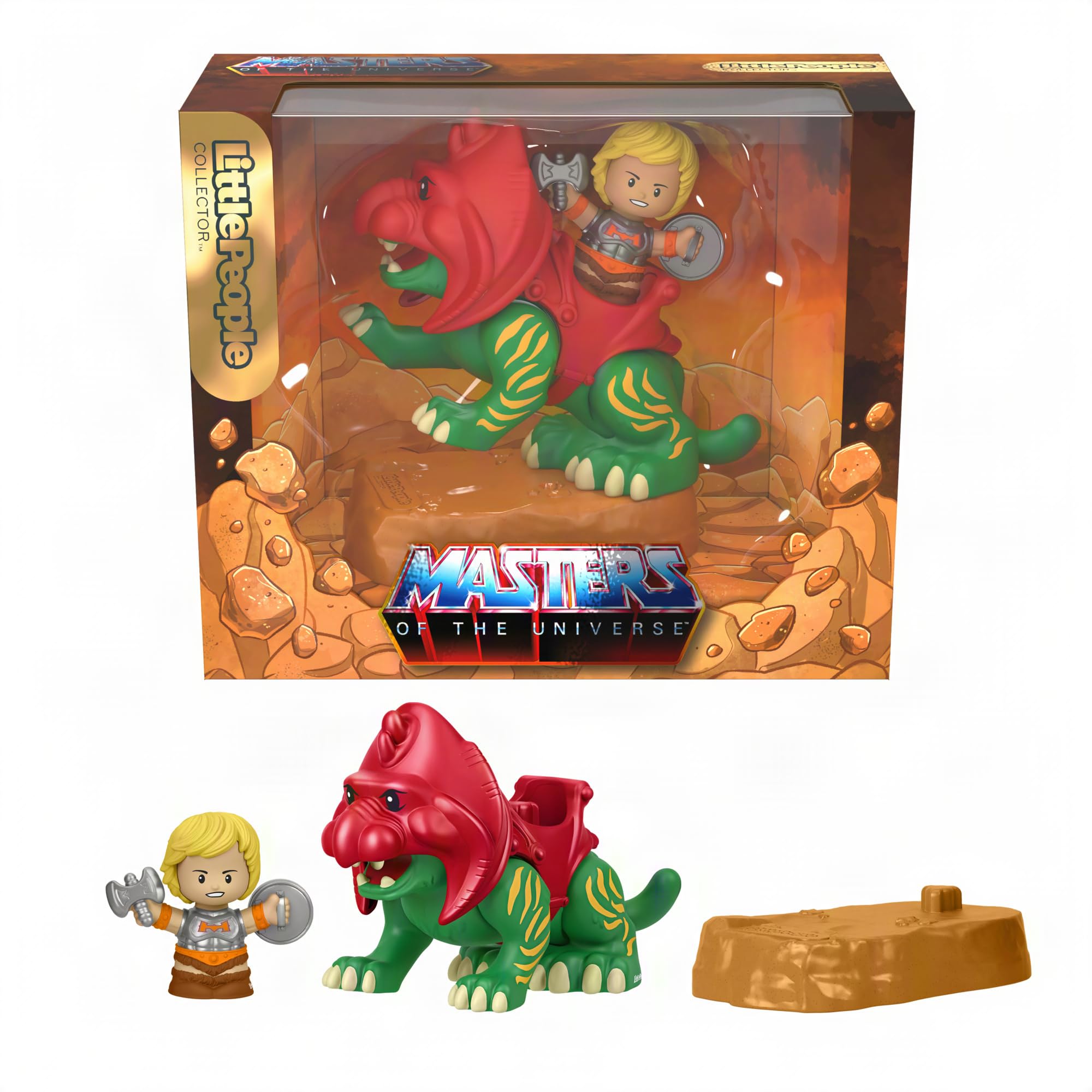 Little People COLLECTOR Masters of the Universe He-Man & Battle Cat Playset - 4 Figures, Ages 8+