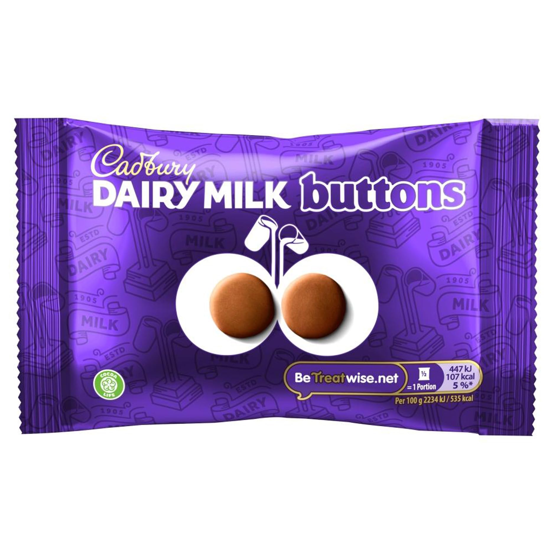 Cadbury Dairy Milk Chocolate Giant Buttons Bag - Creamy Milk Chocolate Snack | 40g Bag (Pack of 36) 1