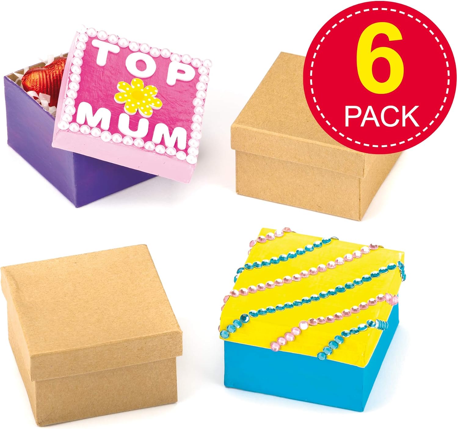 Baker Ross Kids Craft Kit - 6 Blank Wooden Heart-Shaped Boxes for Decorating, Arts & Crafts Activity Set 4