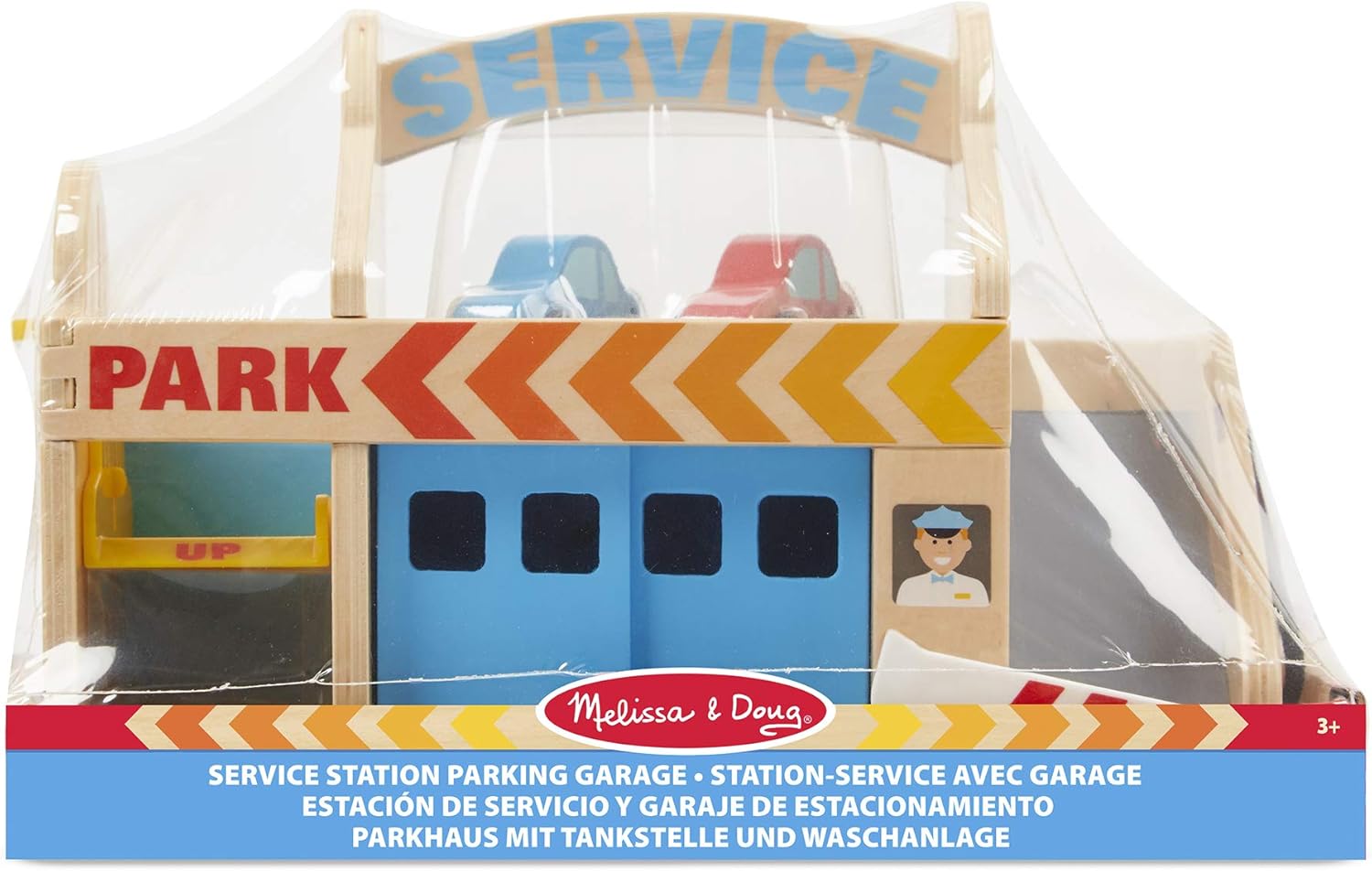 Melissa & Doug Service Station Parking Garage - Wooden Vehicle Playset for Ages 3-6 4