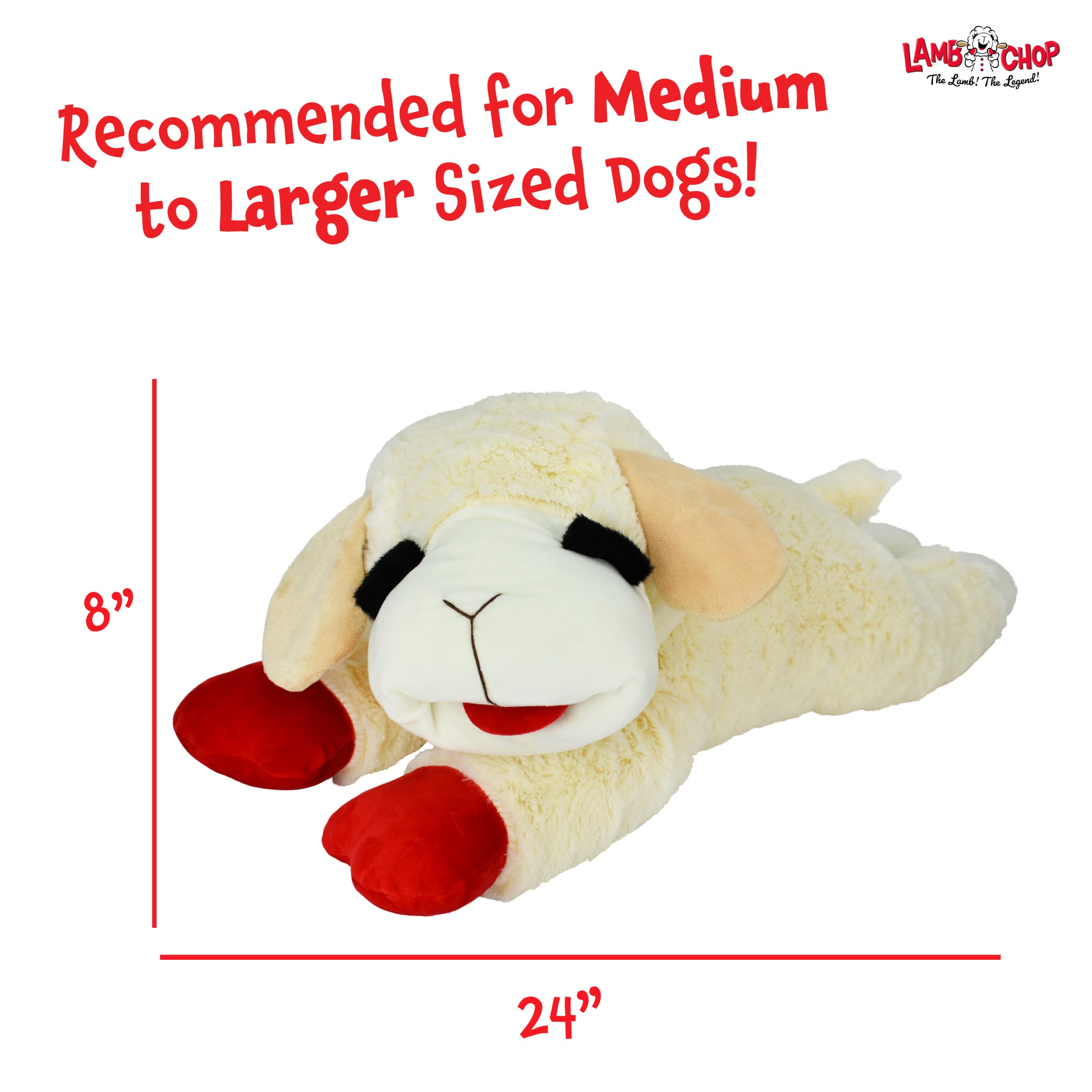 Multipet Lamb Chop Jumbo White Plush Dog Toy - 24-Inch XXL for Large Dogs | Single Squeaker 6