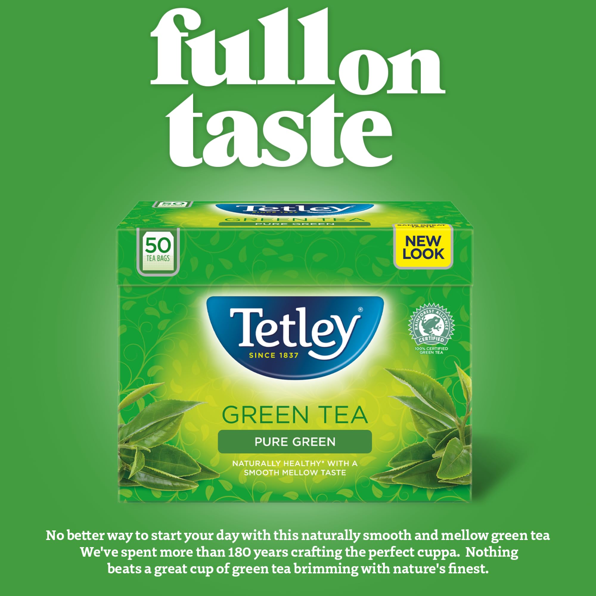 Tetley Pure Green Tea 50 Tea Bags - 600g Pack of 1 3