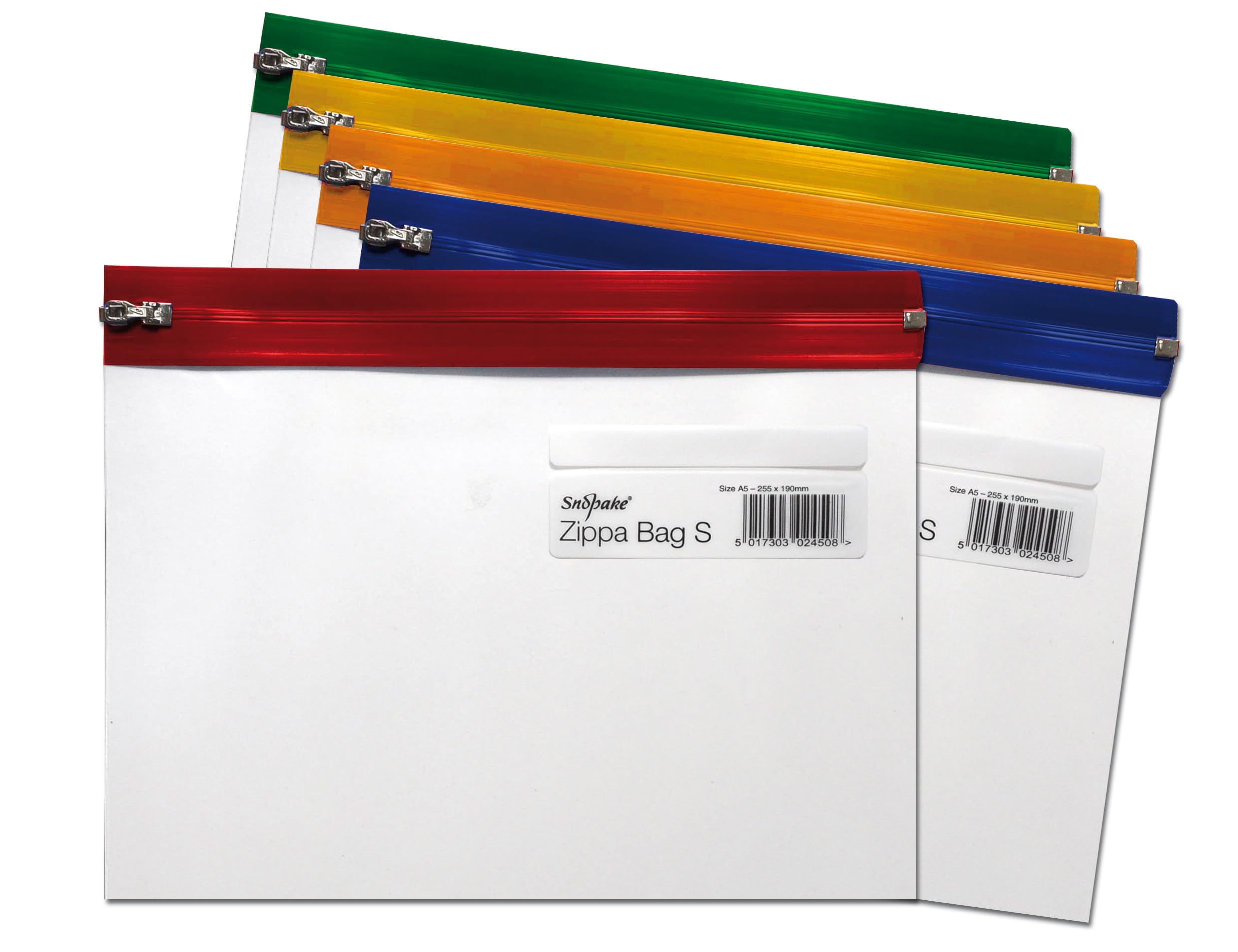 Snopake A5 Zippa-Bag 'S' Classic File Pocket with Write-On Label | Pack of 5 | Polyethylene 1