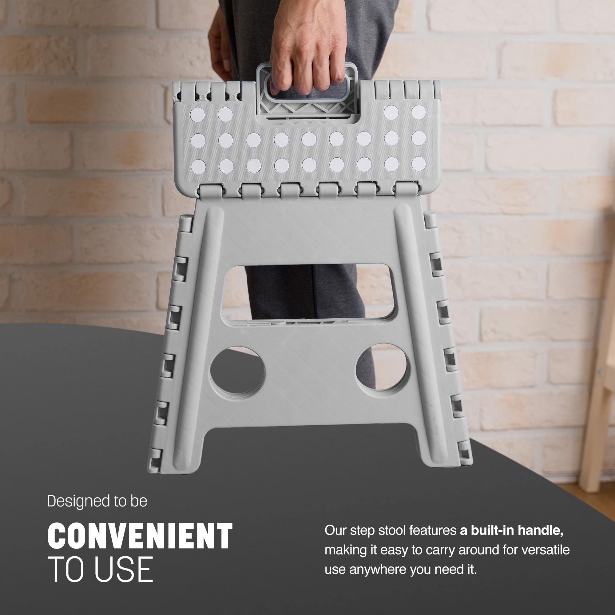 KEPLIN 13 Inch Heavy Duty Folding Step Stool | 150kg Capacity | Grey Plastic 4
