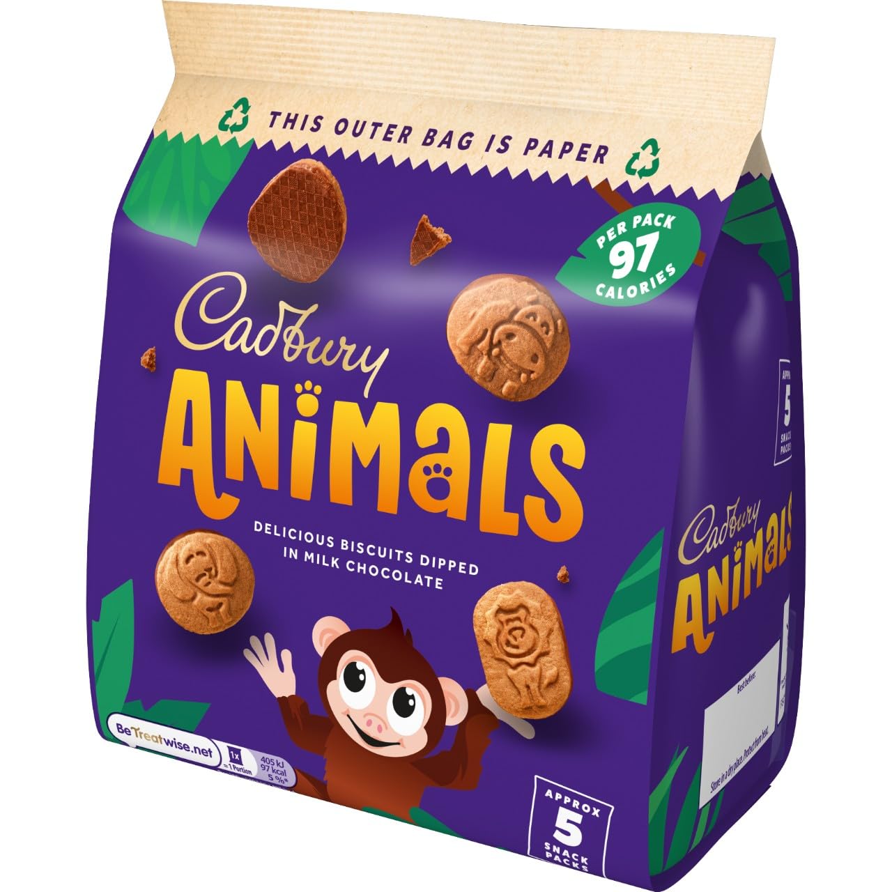 Cadbury Animals Mini Biscuits - Fun Animal Shaped Chocolate Dipped Biscuits, 99.5g 4