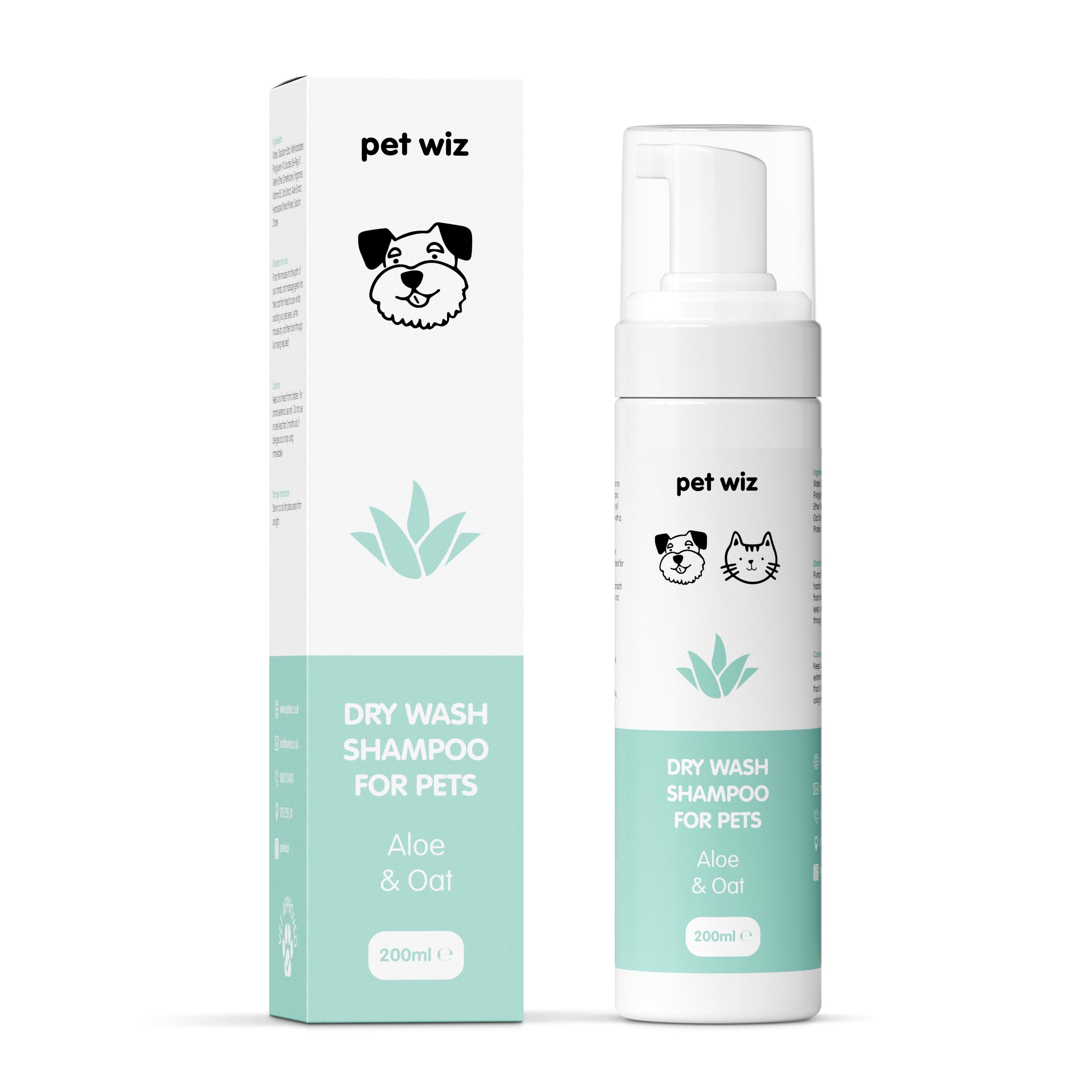 pet wiz Waterless Mousse Dog Shampoo - Aloe & Oat Scent | 200ml