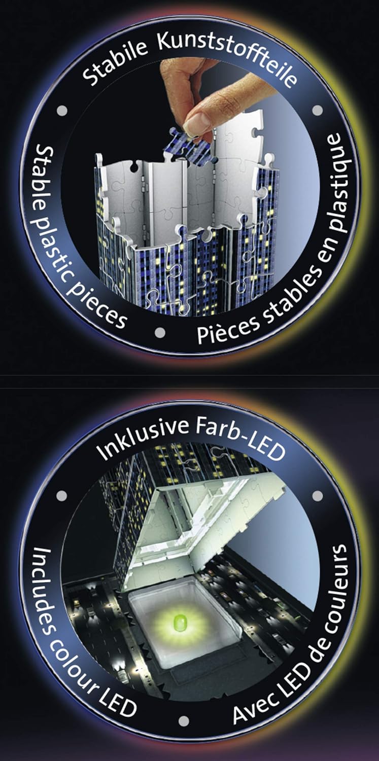 Ravensburger Empire State Building 3D Puzzle - Night Edition with LED Lighting, 216 Pieces 7
