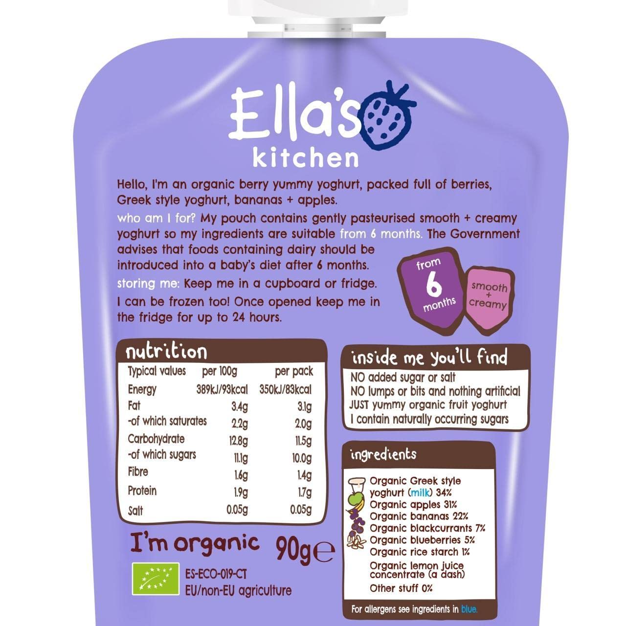 Ella's Kitchen - Organic Berry Greek Yoghurt Snack for Babies 90g 5