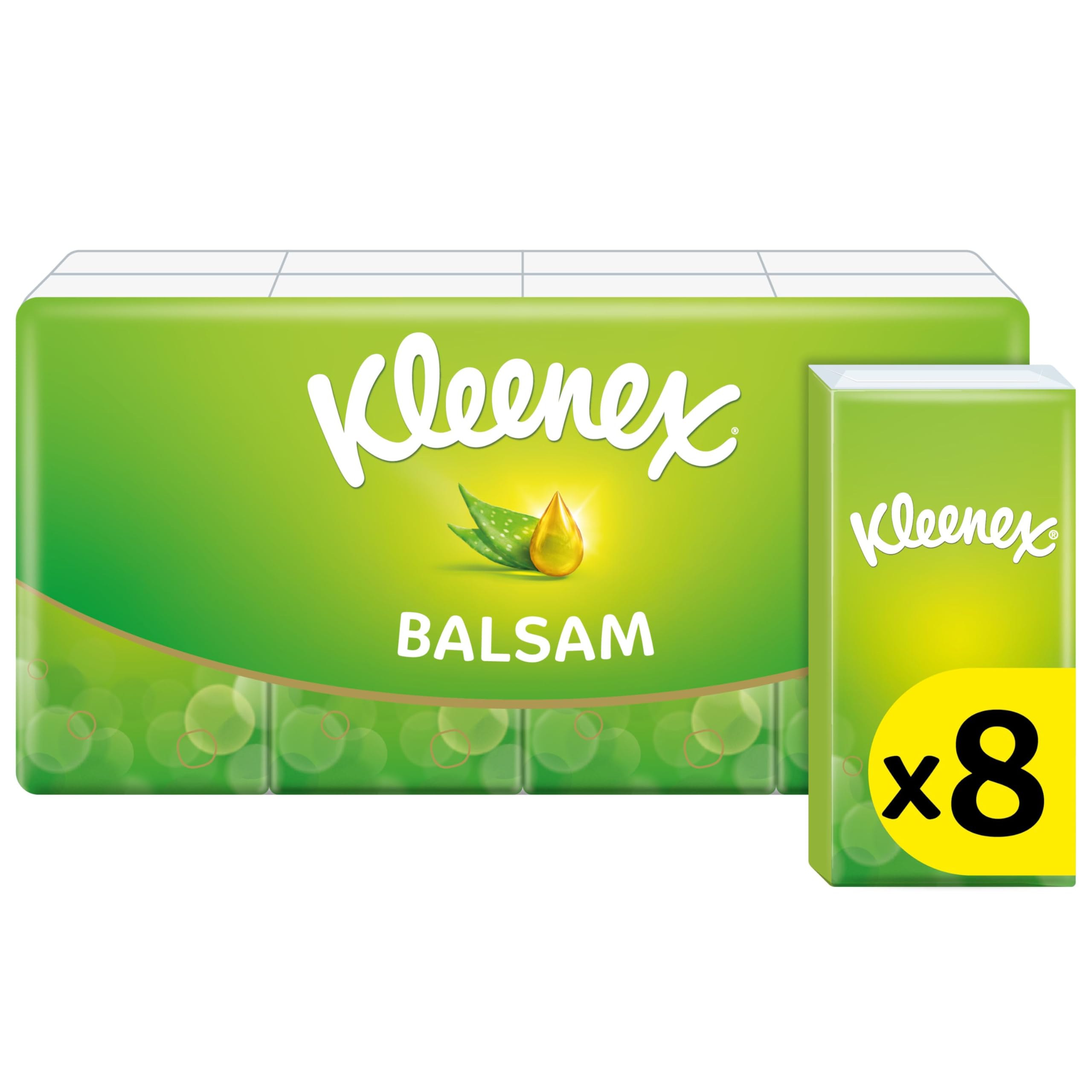 Kleenex Balsam Pocket Tissues - 8 Pack Travel Tissues with BalmCare Protection