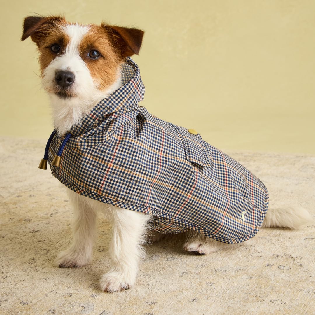 Rosewood x Joules Henson Check Packaway Dog Jacket - Small | Water-Resistant | Lightweight