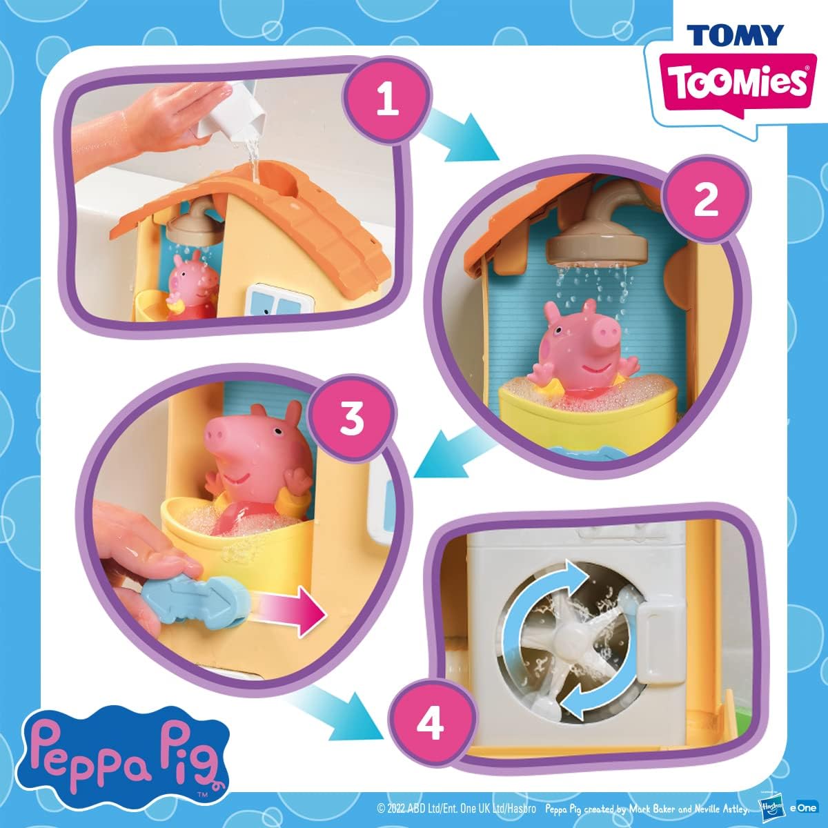 Peppa's House Bath Playset - Waterfall & Spinning Washing Machine Fun for Toddlers 5
