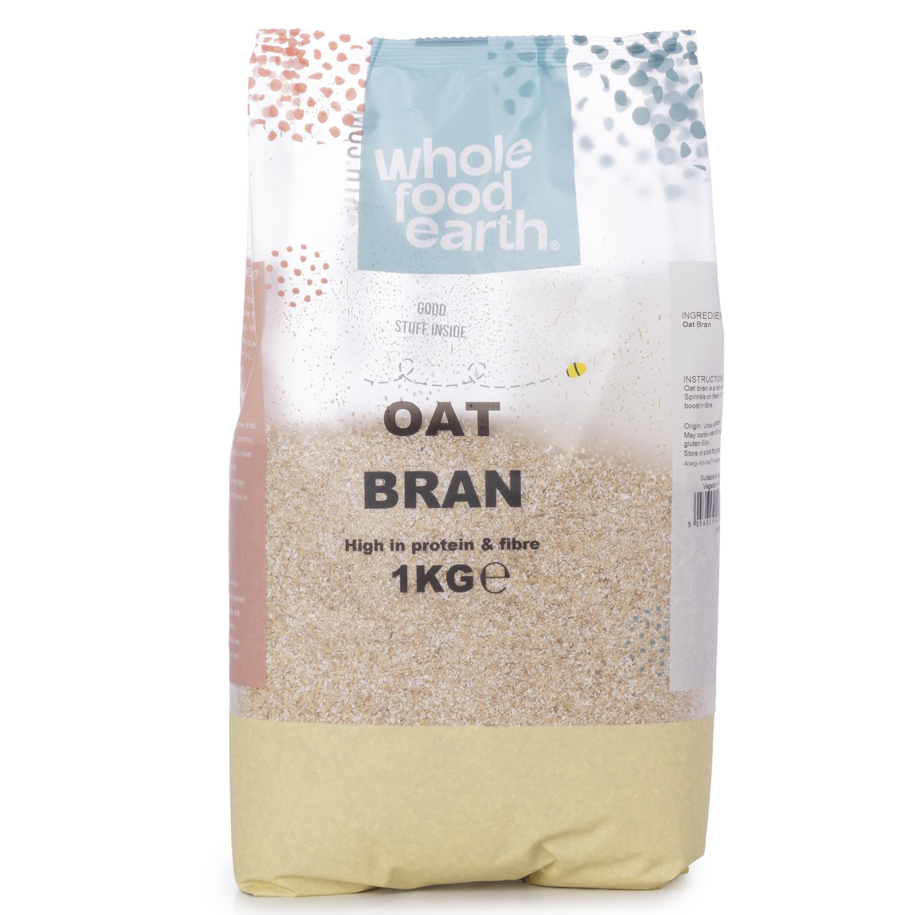 Wholefood Earth Organic Oat Bran Stabilised - 1kg Bag | High Fibre | Vegan Friendly