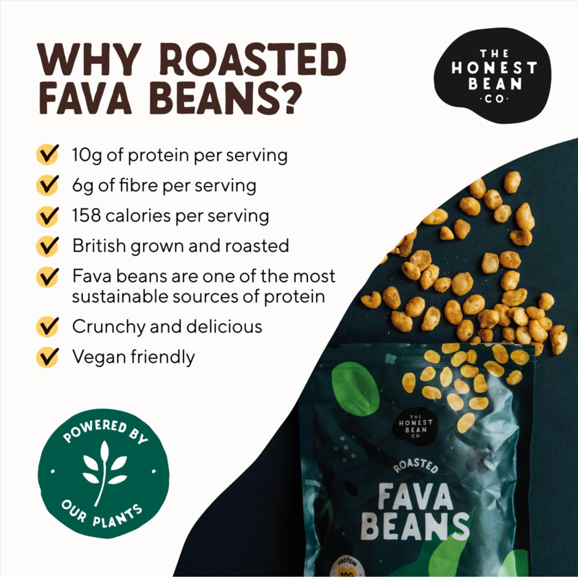 The Honest Bean Co Roasted Fava Bean Snack - Seaweed & Miso Flavor | 120g Pack of 6 7