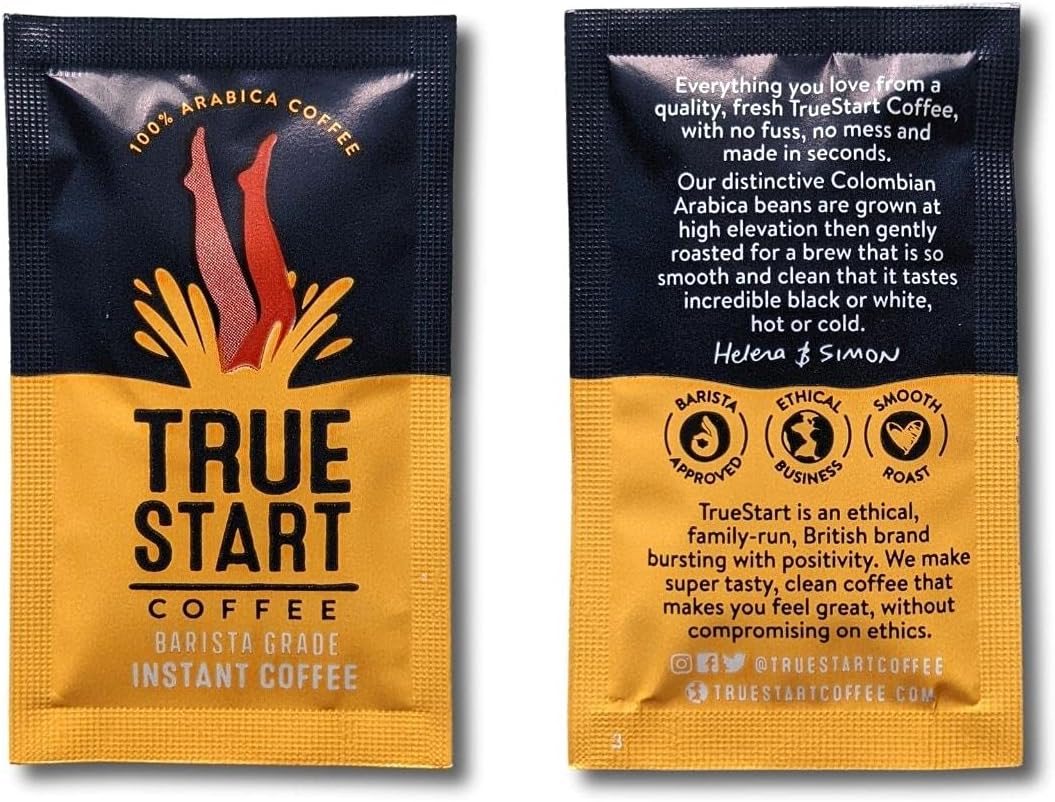 TrueStart Barista Grade Instantkaffee – 360 g (200 Beutel), gefriergetrockneter Premium-Arabica aus Kolumbien