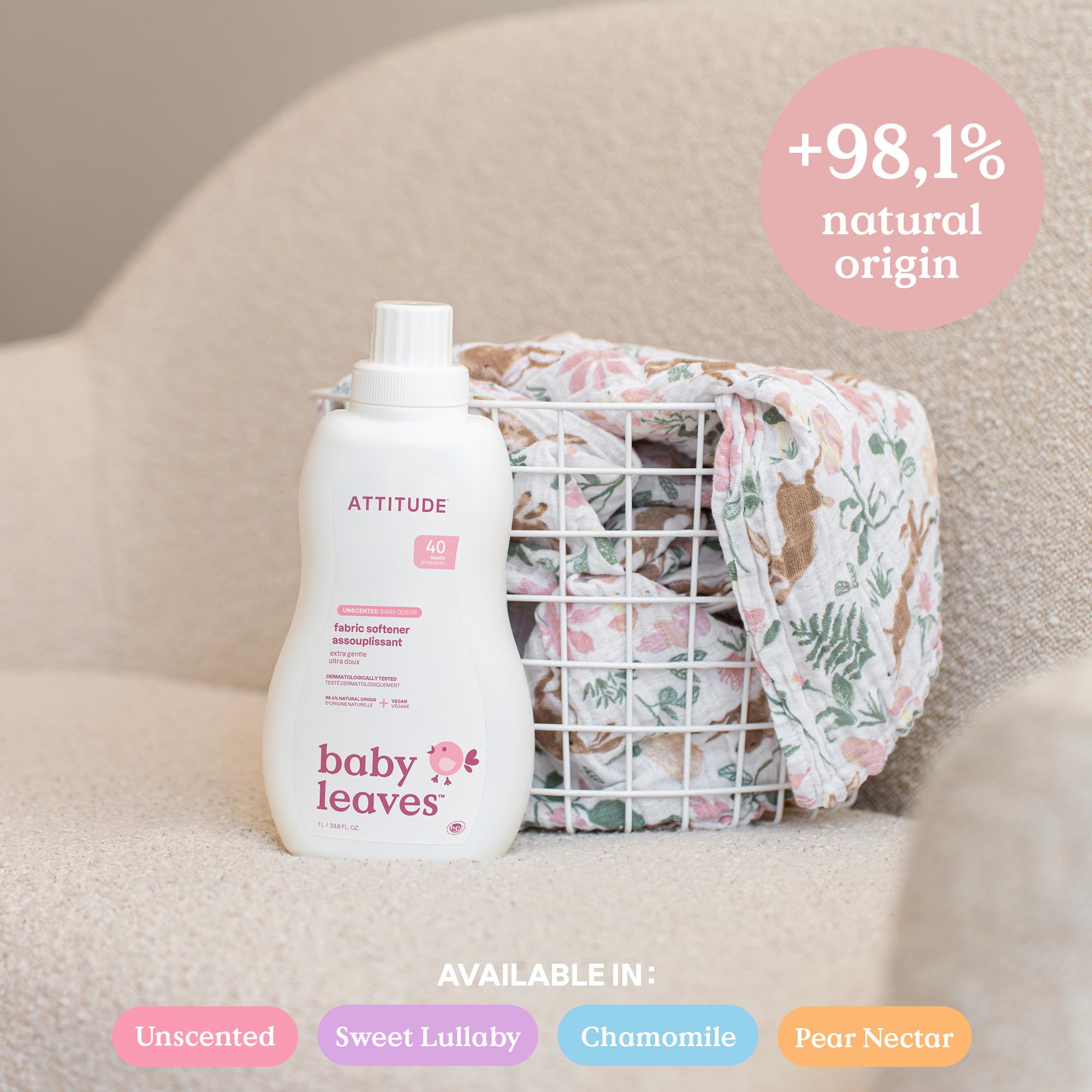ATTITUDE Baby Fabric Softener Liquid - Unscented, EWG Verified, 98% Natural-Origin Formula 5