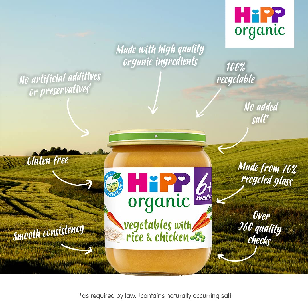 HiPP Organic Vegetables with Rice & Chicken Baby Food Jar 125g - 6+ Months 5