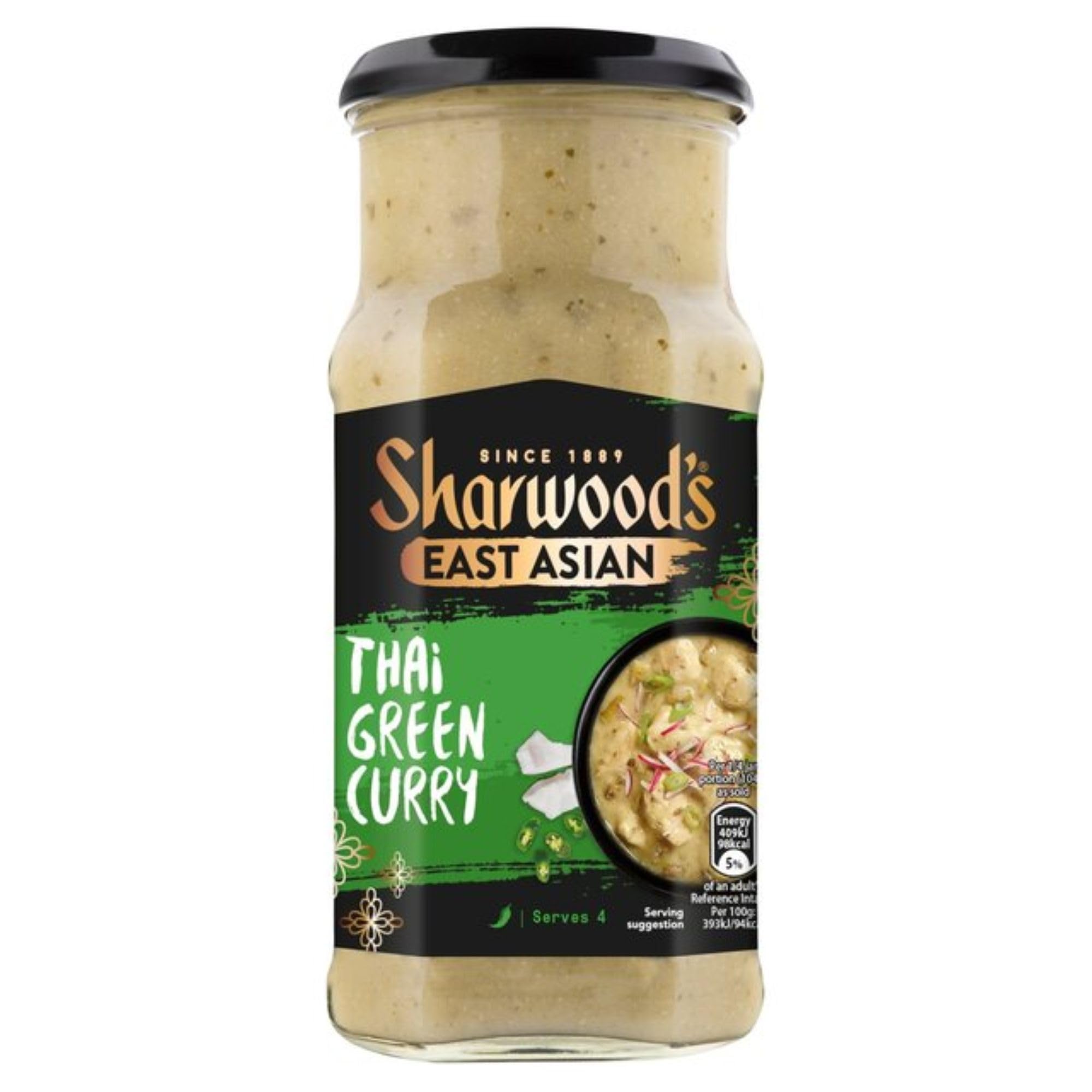 Sharwood's Thai Green Curry Sauce - Coconut Milk, Lemongrass & Green Chilli | 415g Jar 2