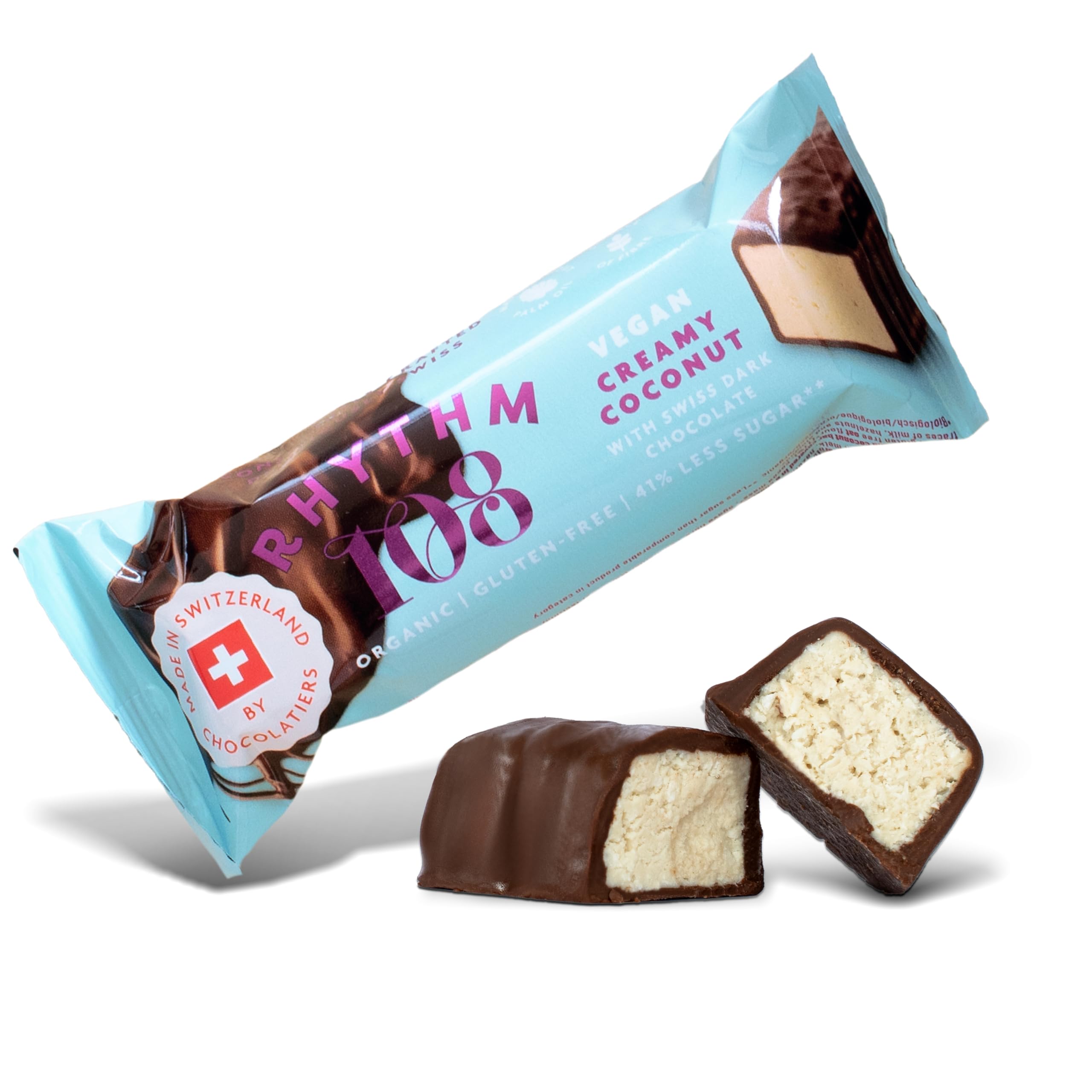 Rhythm 108 - Swiss Vegan Creamy Coconut Bar with Dark Chocolate (15 x 33g)