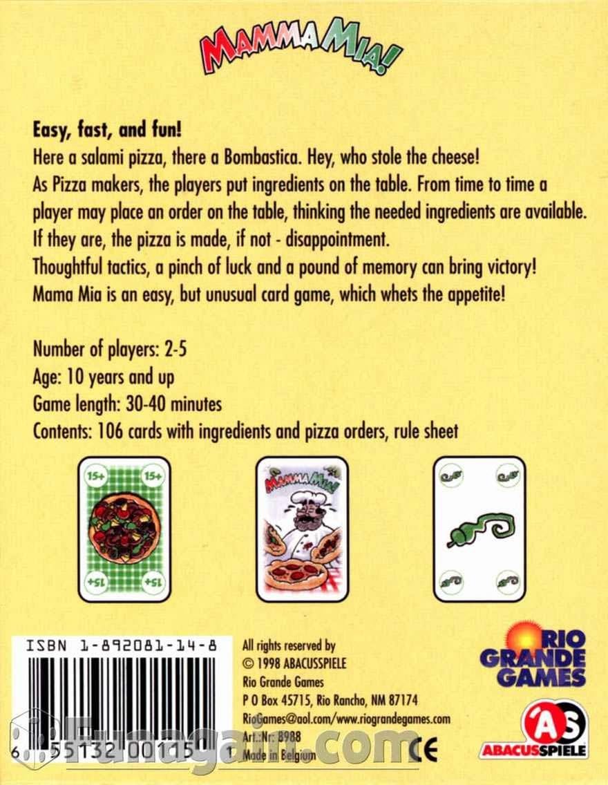 Rio Grande Games Mamma Mia Board Game