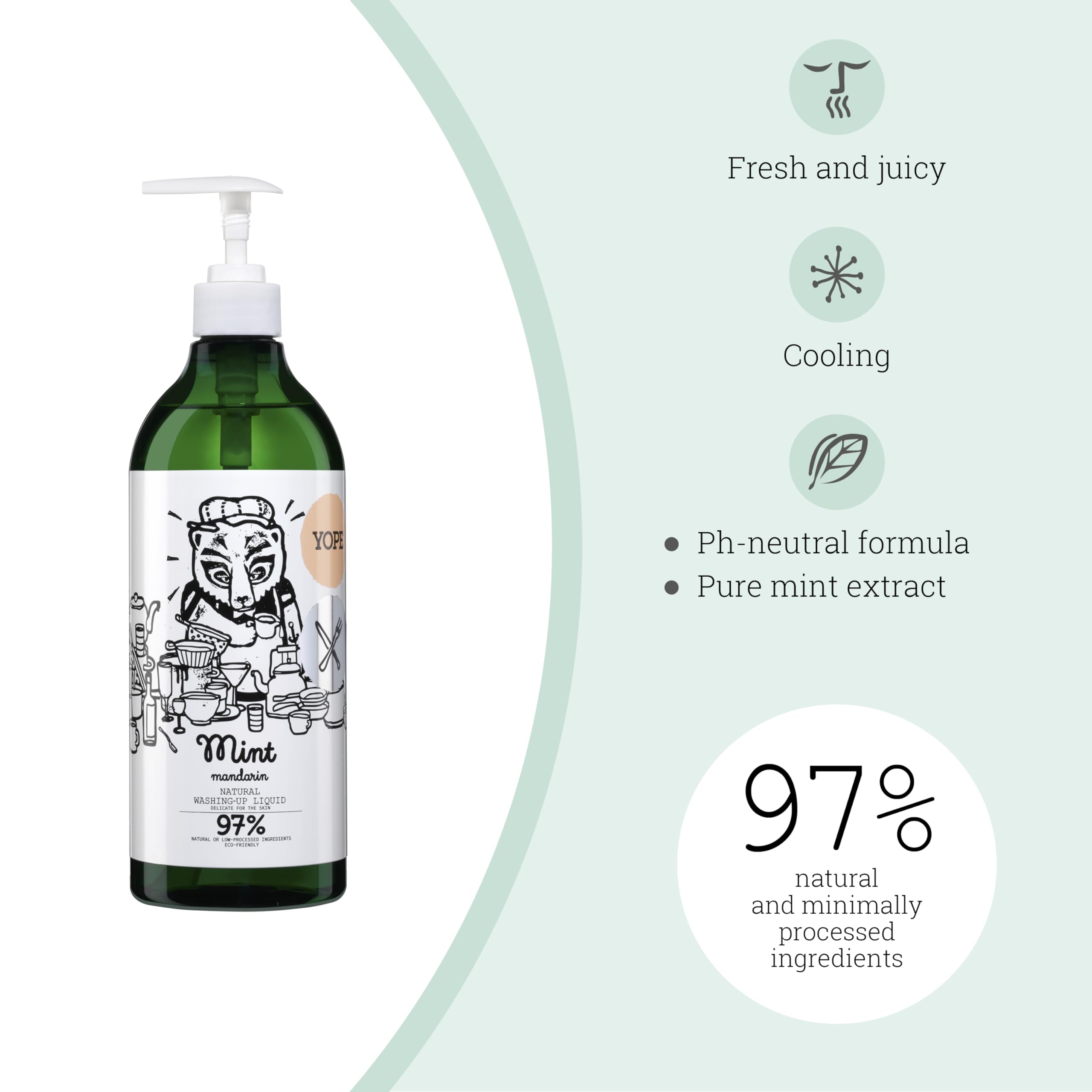 Yope - Natural Washing-Up Liquid | Mint & Mandarin | 750 ml
