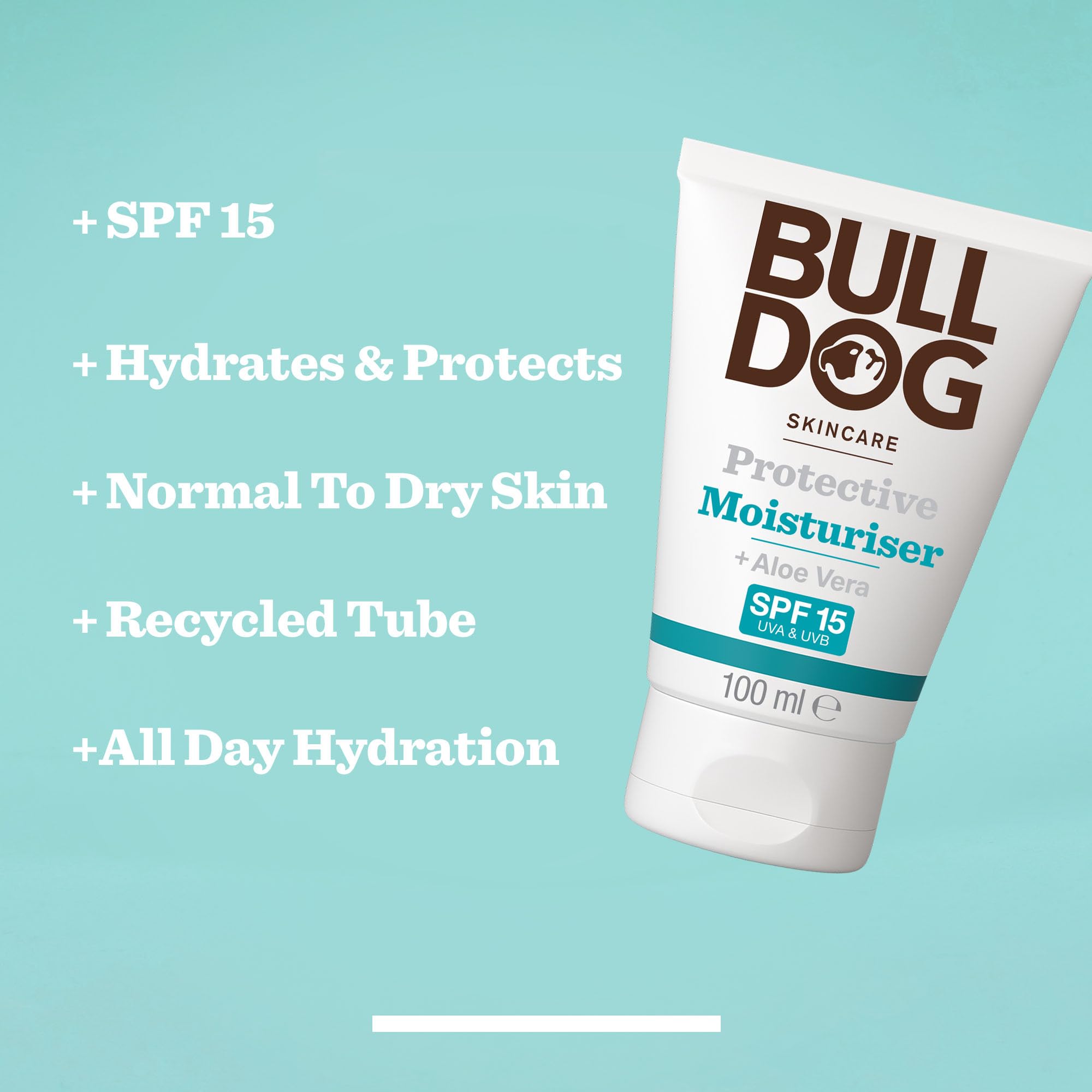 Bulldog Skincare for Men Protective Moisturiser SPF 15 - Hydrating | Non-Greasy | 100ml