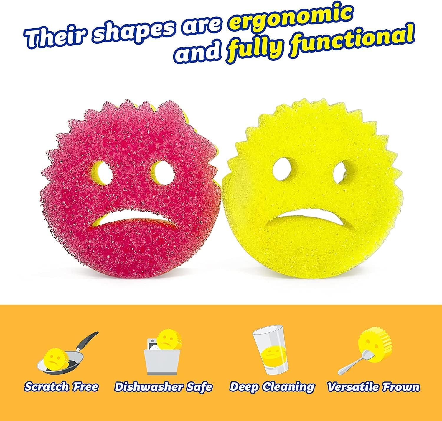 Scrub Daddy - Cranky Couple 2 Pack Scrub Sponges for Kitchen & Bathroom Cleaning 6