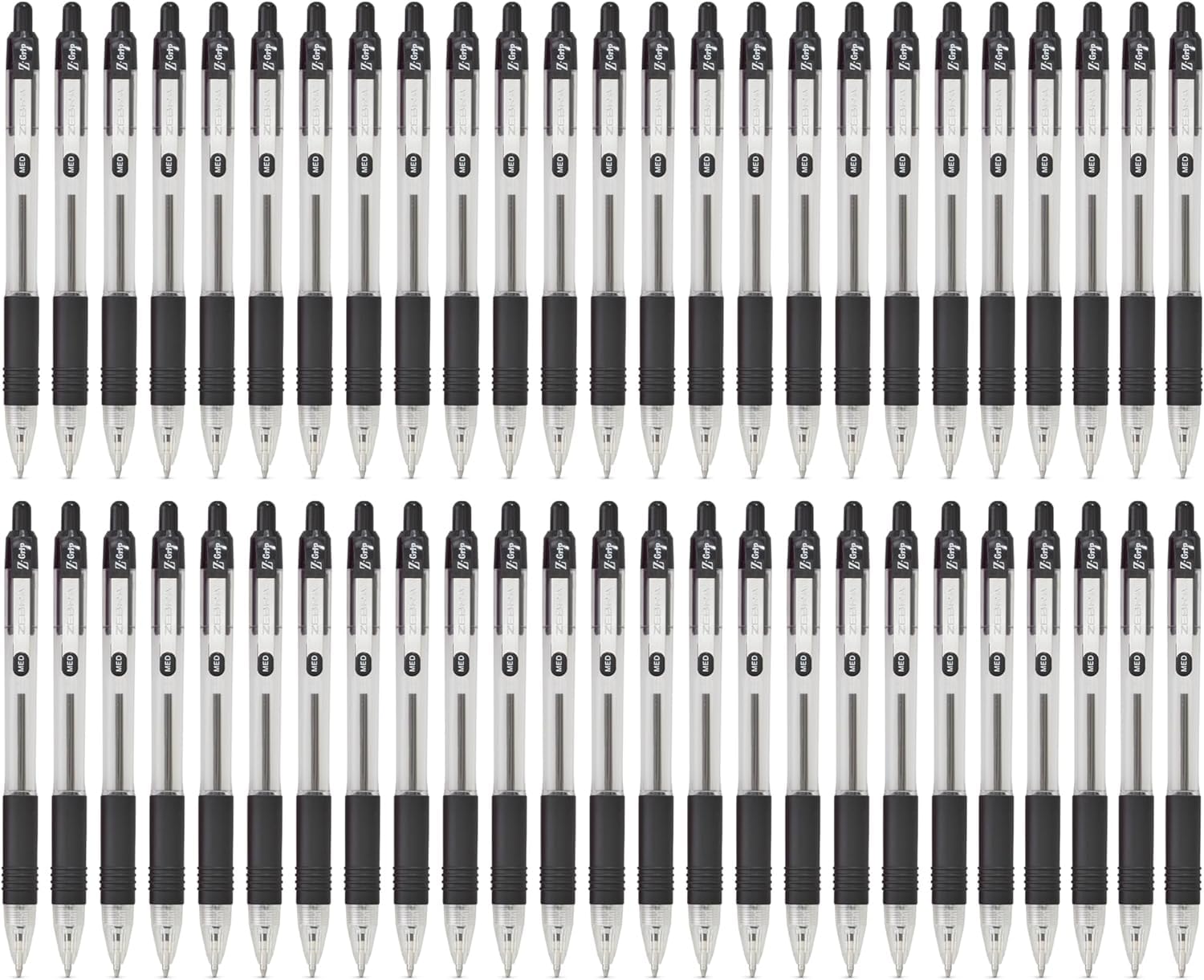 Zebra Pen Z Grip Ballpoint Pens - 50 Count Black Ink, Medium Point, Retractable | Soft Ribbed Grip