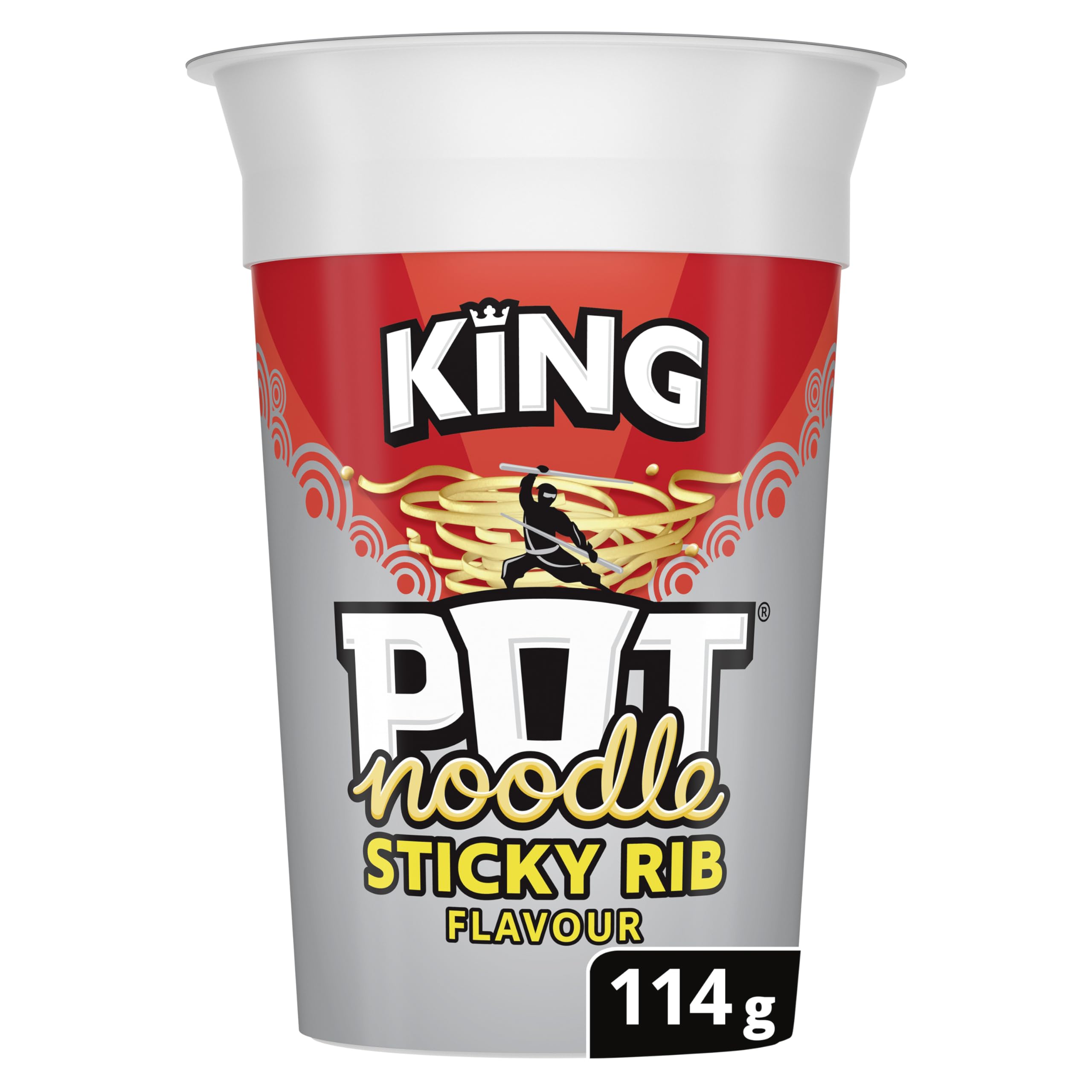 Pot Noodle King Instantnudeln mit Sticky Rib-Geschmack, 114 g