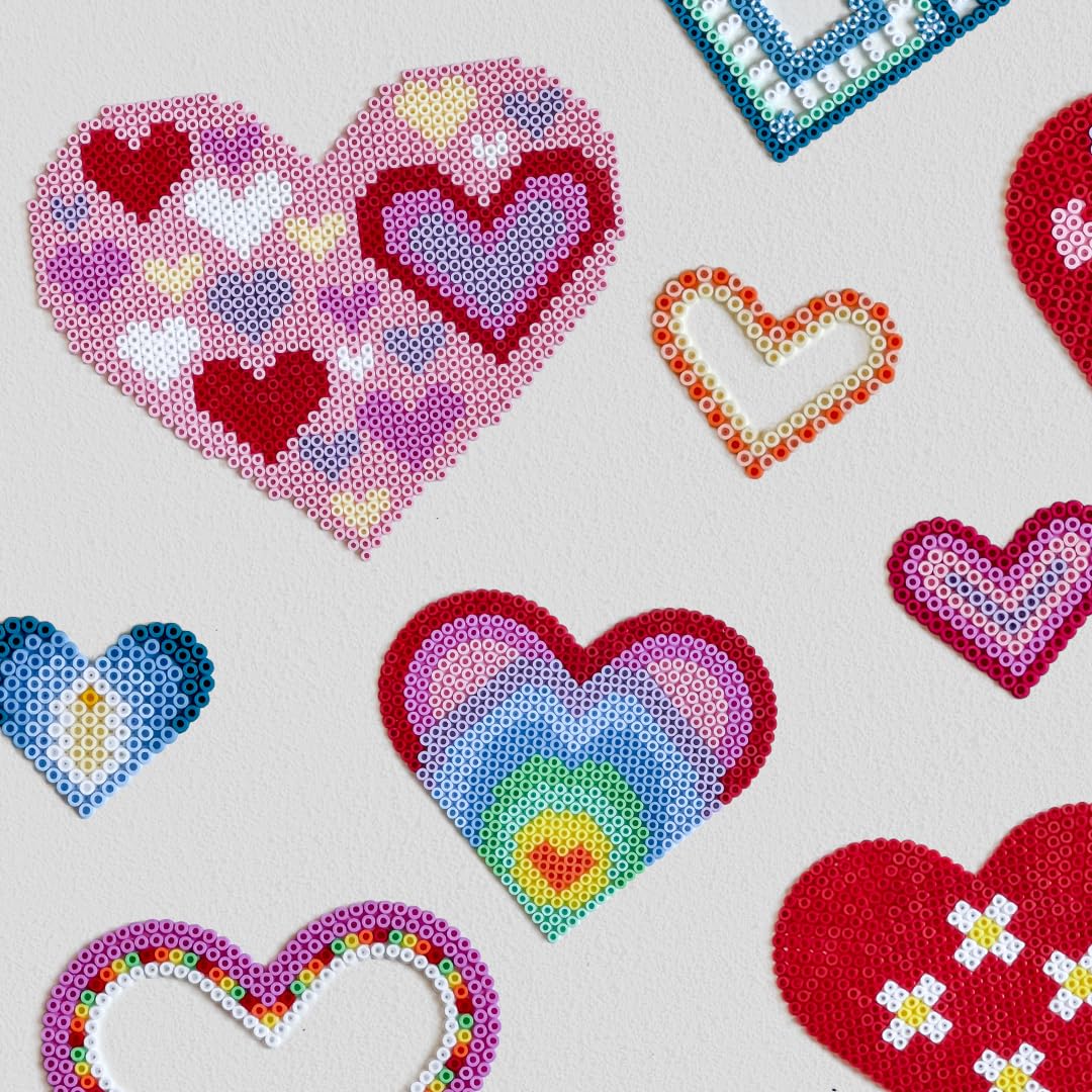 Hama Midi Beads Bucket - 10,000 Assorted Colours Fuse Beads Craft Kit with 2 Pegboards & Ironing Paper 6