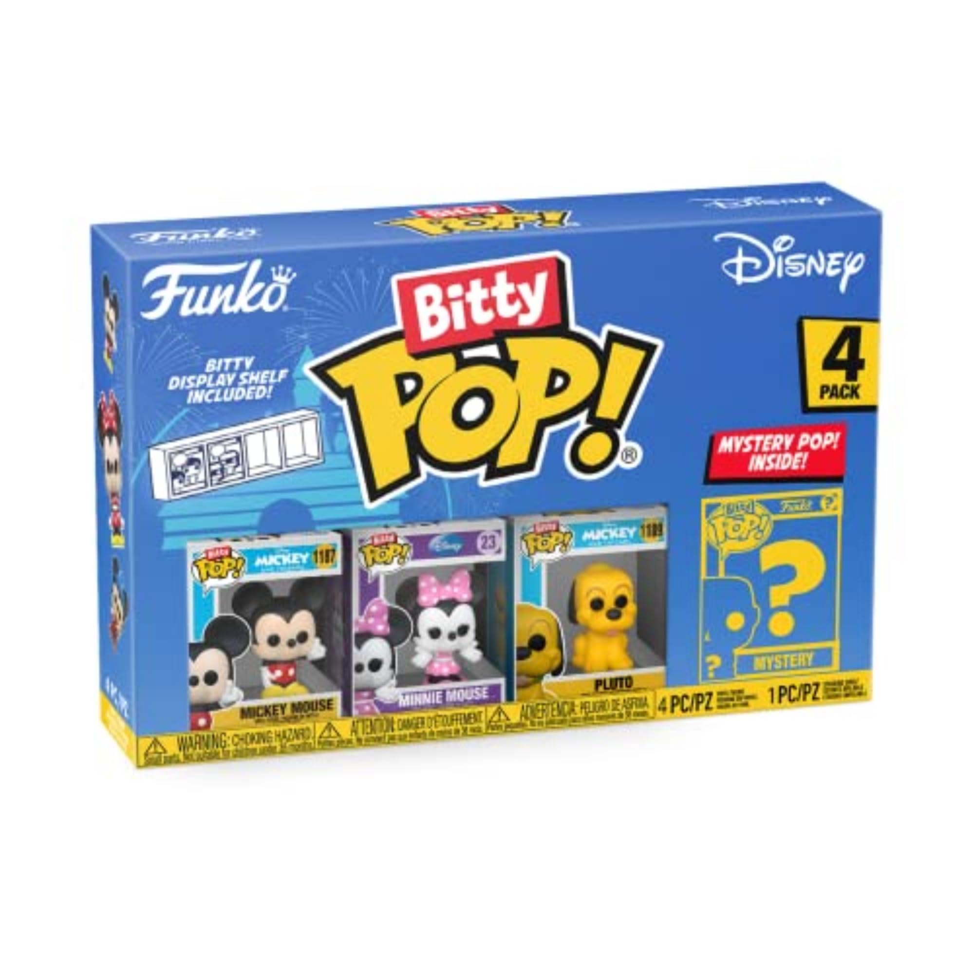 Funko Bitty POP! Disney - Mickey Mouse, Minnie Mouse (Pink Dress), Pluto & Mystery Figure Vinyl Set 31