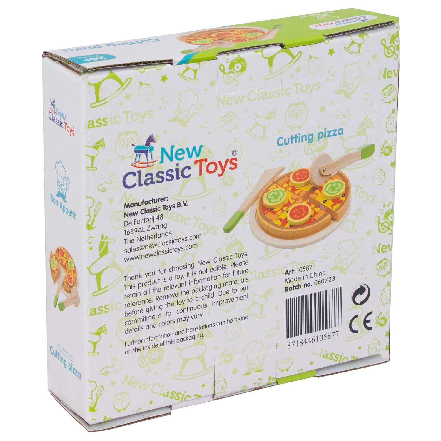 New Classic Toys 10587 Wooden Pretend Play Pizza Set - Educational Cutting & Cooking Toy for Toddlers 2+ 6