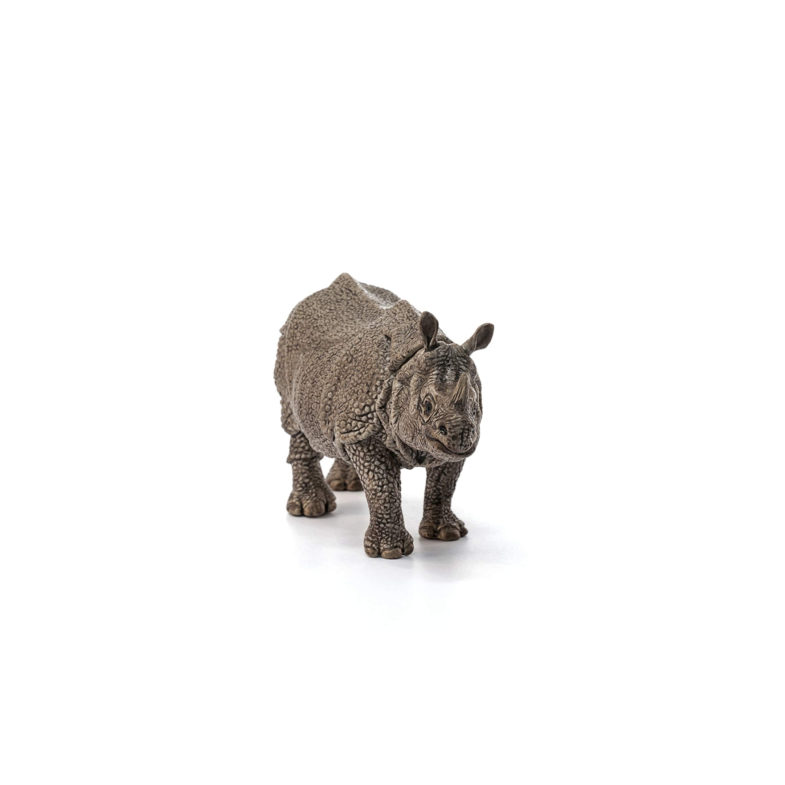 SCHLEICH Indian Rhinoceros Wildlife Figurine - Hand-Painted Educational Toy for Kids