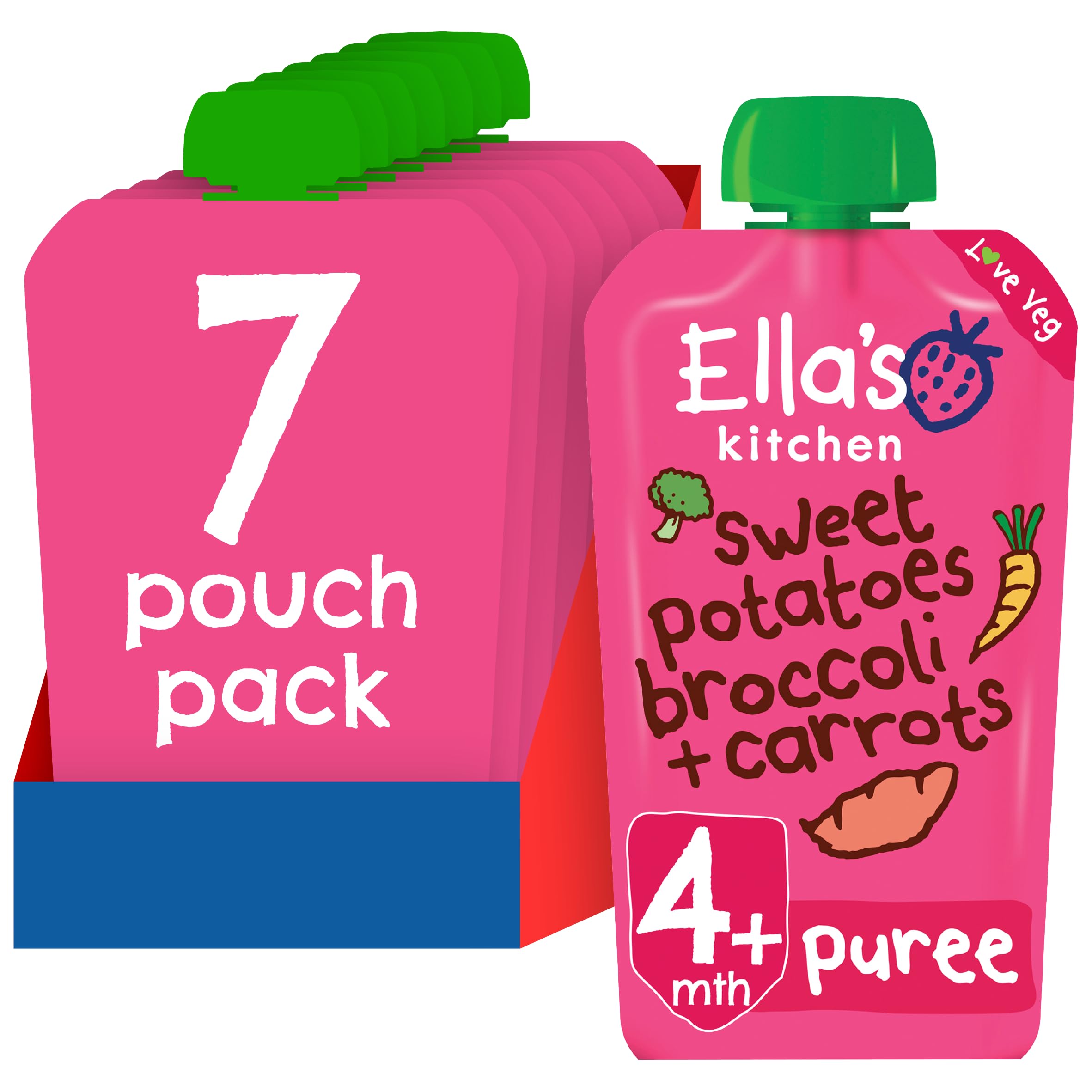 Ella's Kitchen Sweet Potatoes Broccoli and Carrot Baby Food Pouch | Organic Stage 1 Weaning | 7 x 120g