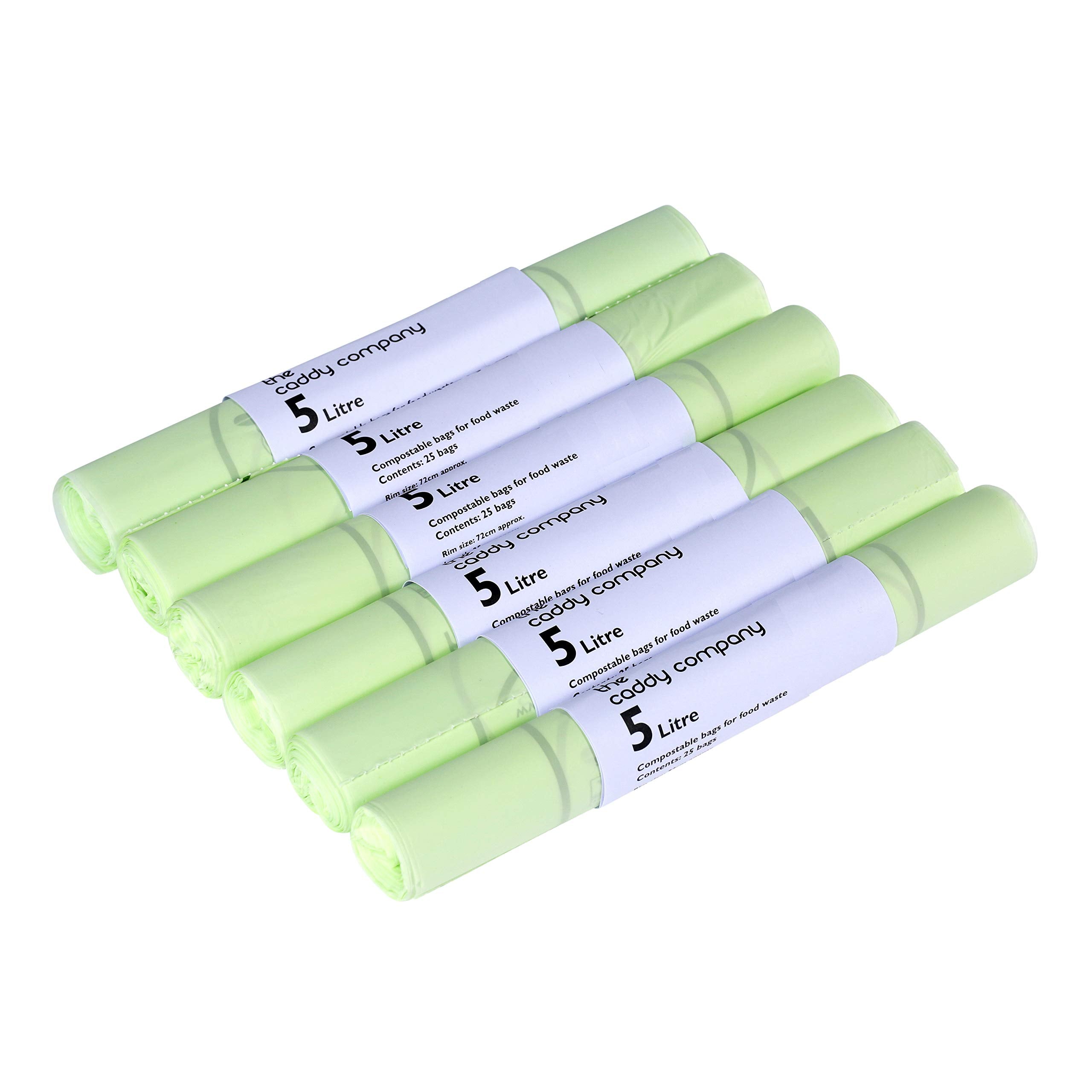 The Caddy Company Compostable Bin Liners - 5 Litre Capacity | 150 Bags | Green