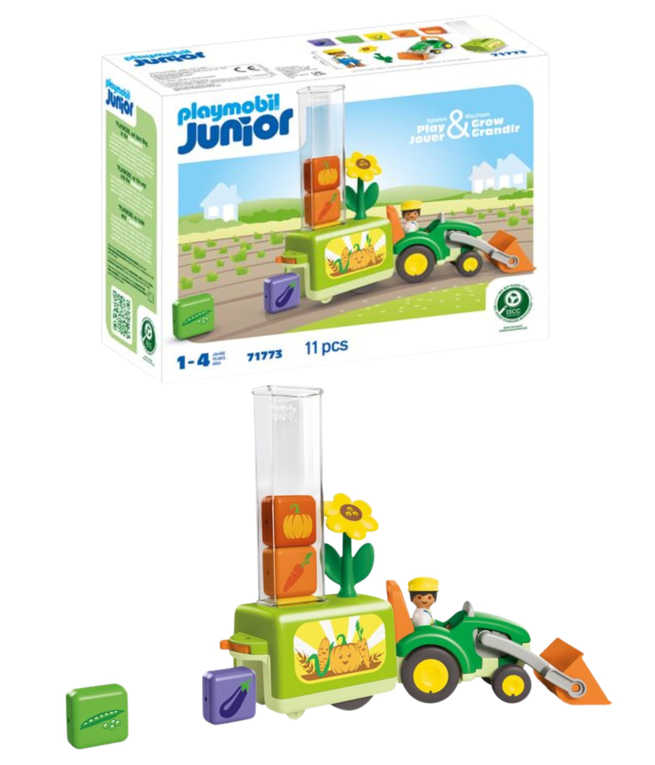 Playmobil JUNIOR Tractor with Fun Planter - Educational Vehicle Playset for Toddlers 1+