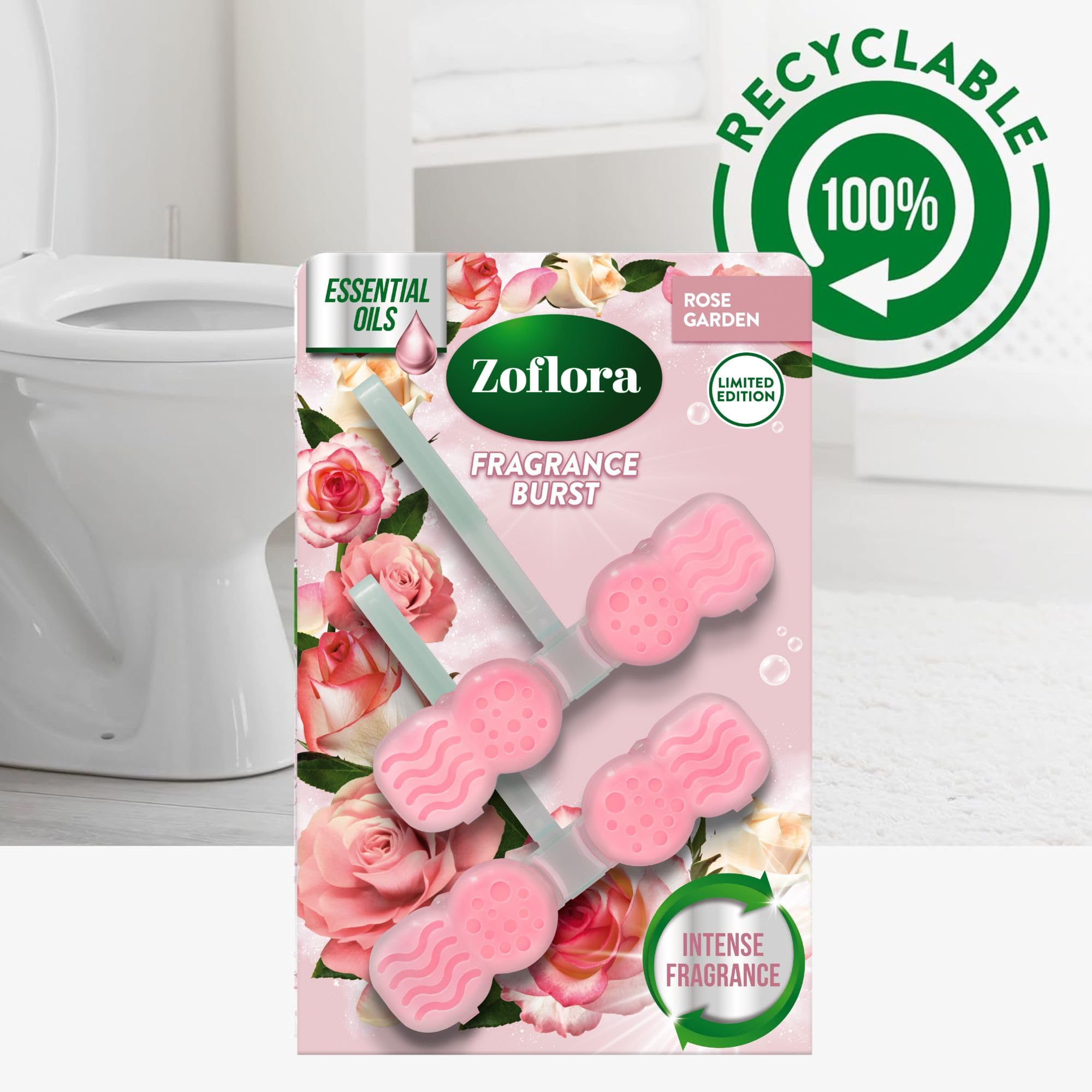 Zoflora - Fragrance Burst Toilet Rim Blocks Rose Garden, 2 x 48g 4