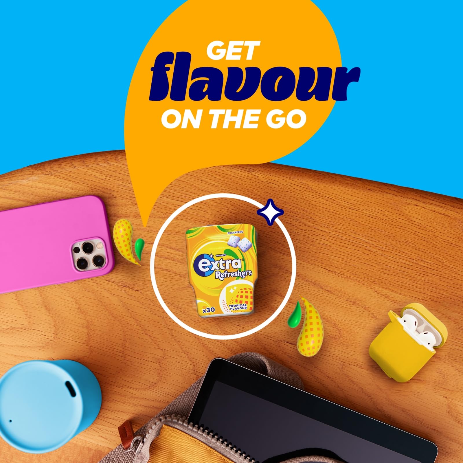 Extra - Refreshers Sugarfree Chewing Gum, Tropical Flavour (90g Bottle) 5