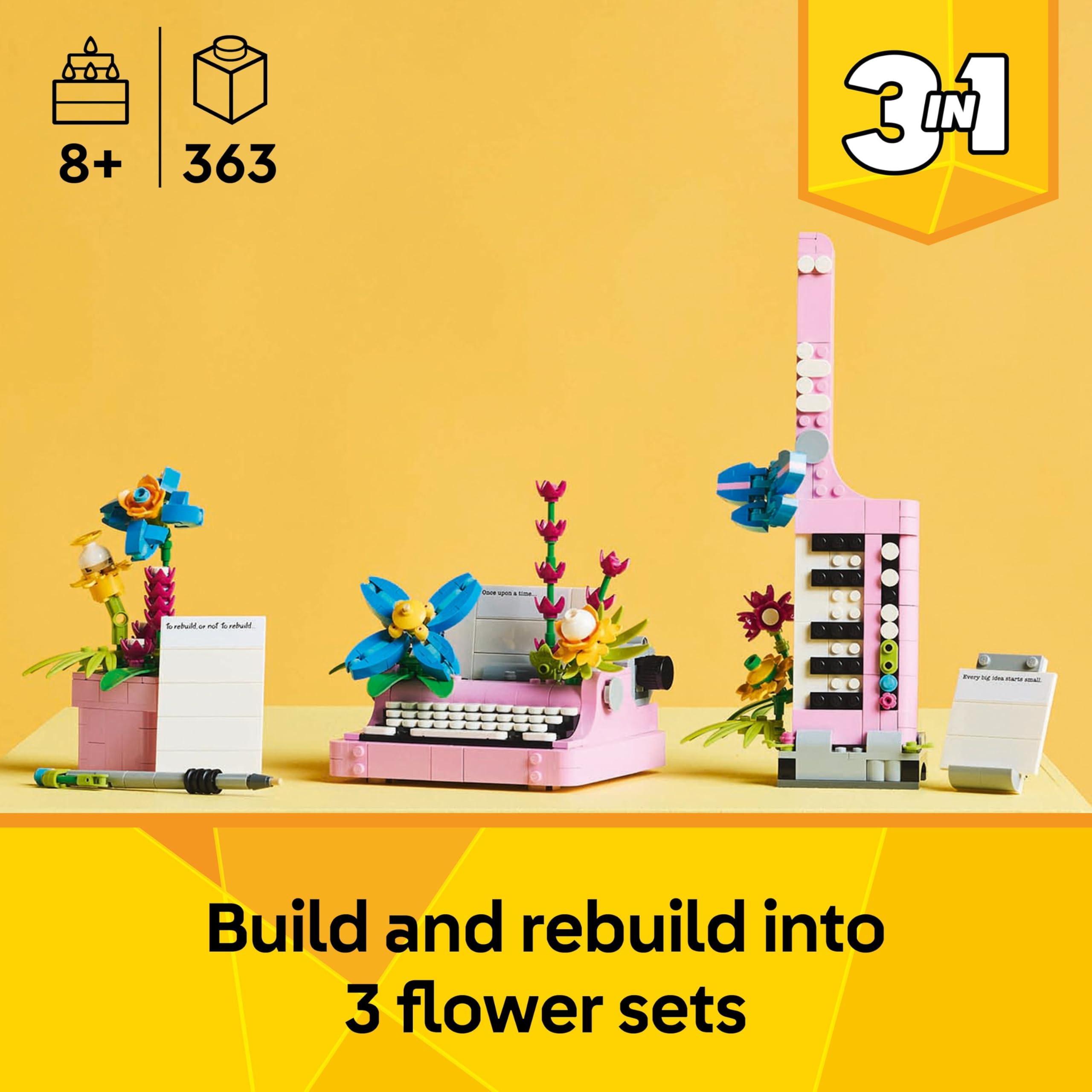 LEGO Creator 3in1 Typewriter with Flowers Toy Set 31169 | Ages 8+ | 3 Models in 1 2