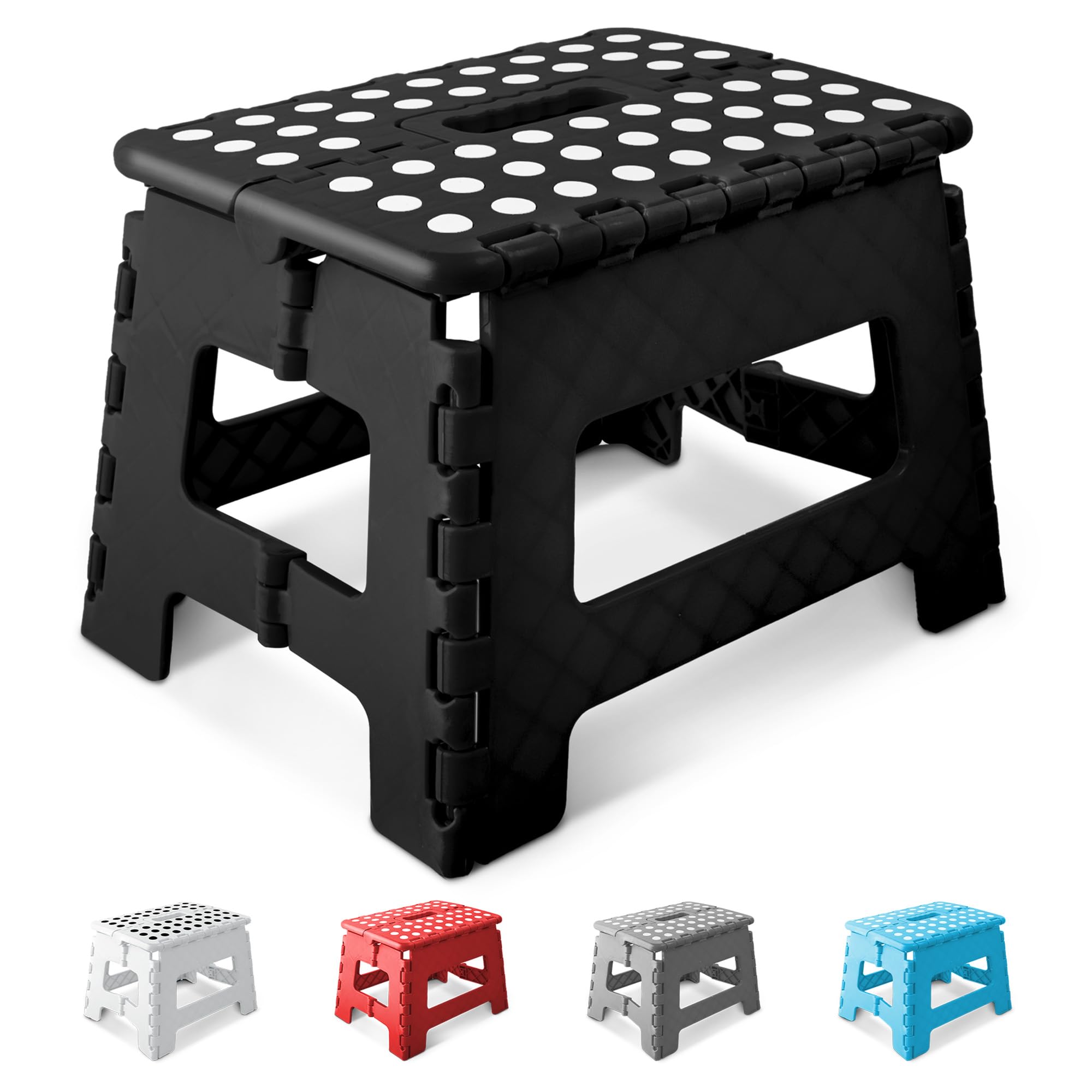 KEPLIN 9 Inch Heavy Duty Folding Step Stool | Plastic | Black | 150kg Capacity 1