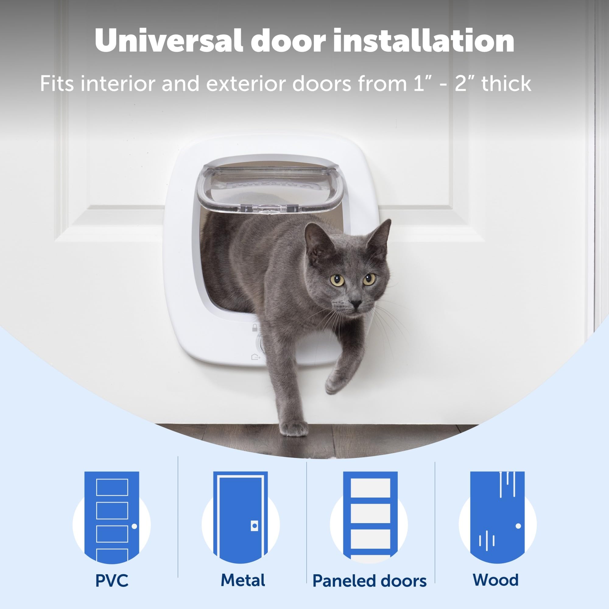 PetSafe Big Cat Flap - 4-Way Lock for Doors | Fits Pets up to 11 kg | White 9