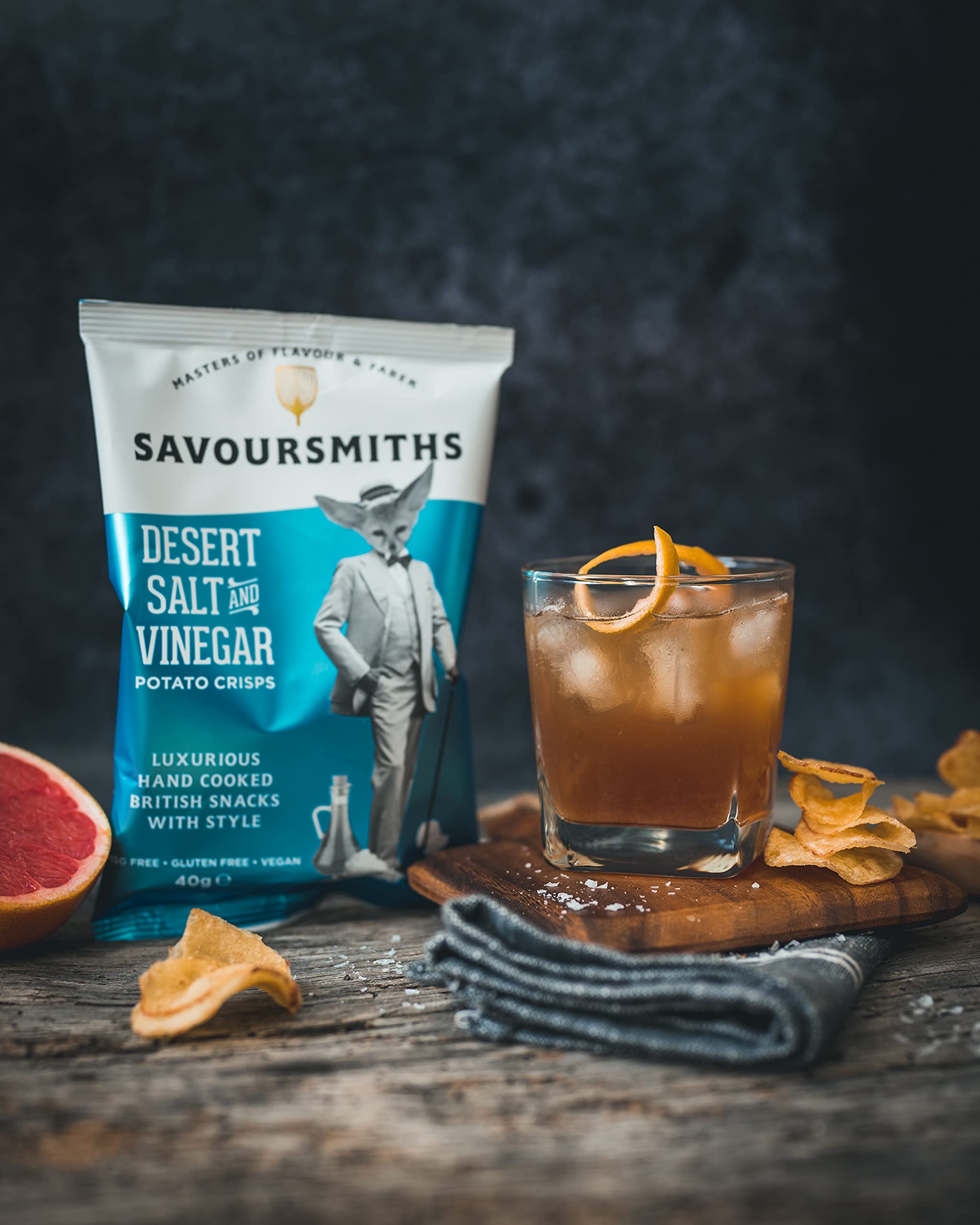 Savoursmiths Big 5 Flavours – 5 x 150 g Beutel | Luxus-Chips | Trüffel &amp; Rosmarin | Wagyu-Rindfleisch &amp; Honig-Senf | Wüstensalz | Somerset Cheddar &amp; Schalotte | Wüstensalz &amp; Essig | Gluten- &amp; MSG-frei 7