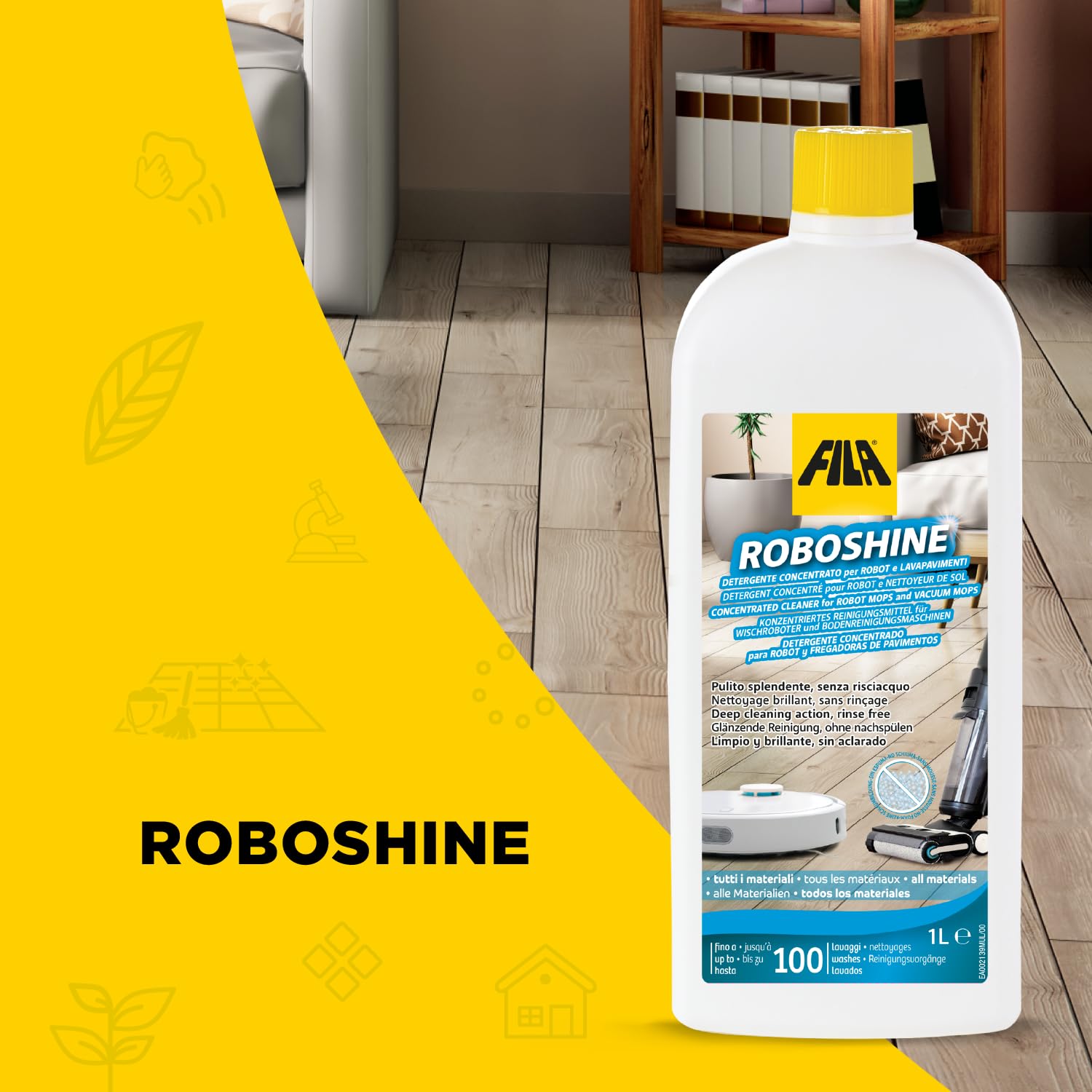 FILA ROBOSHINE Non-Foaming Floor Cleaner for Robot Vacuum Mops (1L) 4