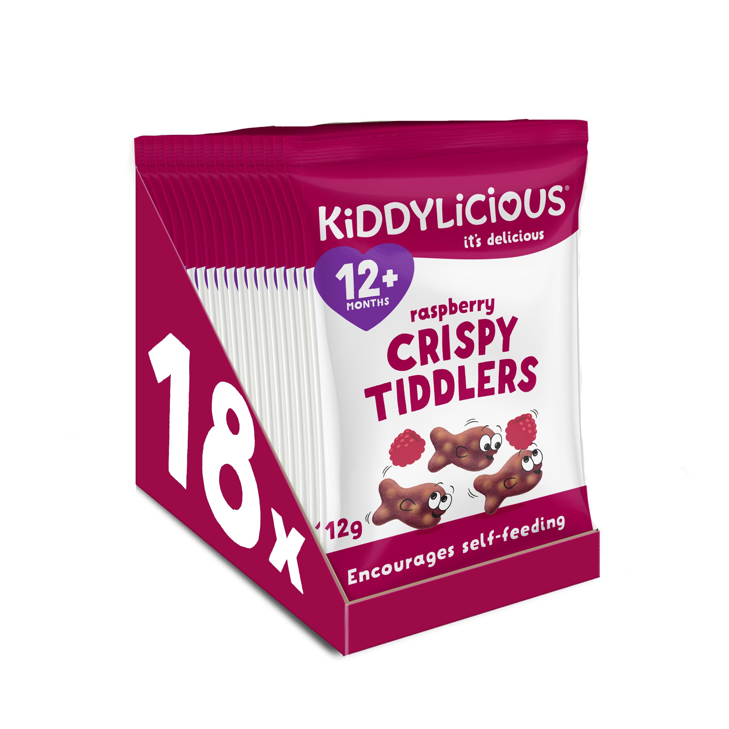 Kiddylicious - Raspberry Crispy Tiddlers Healthy Fruit Snack for Kids