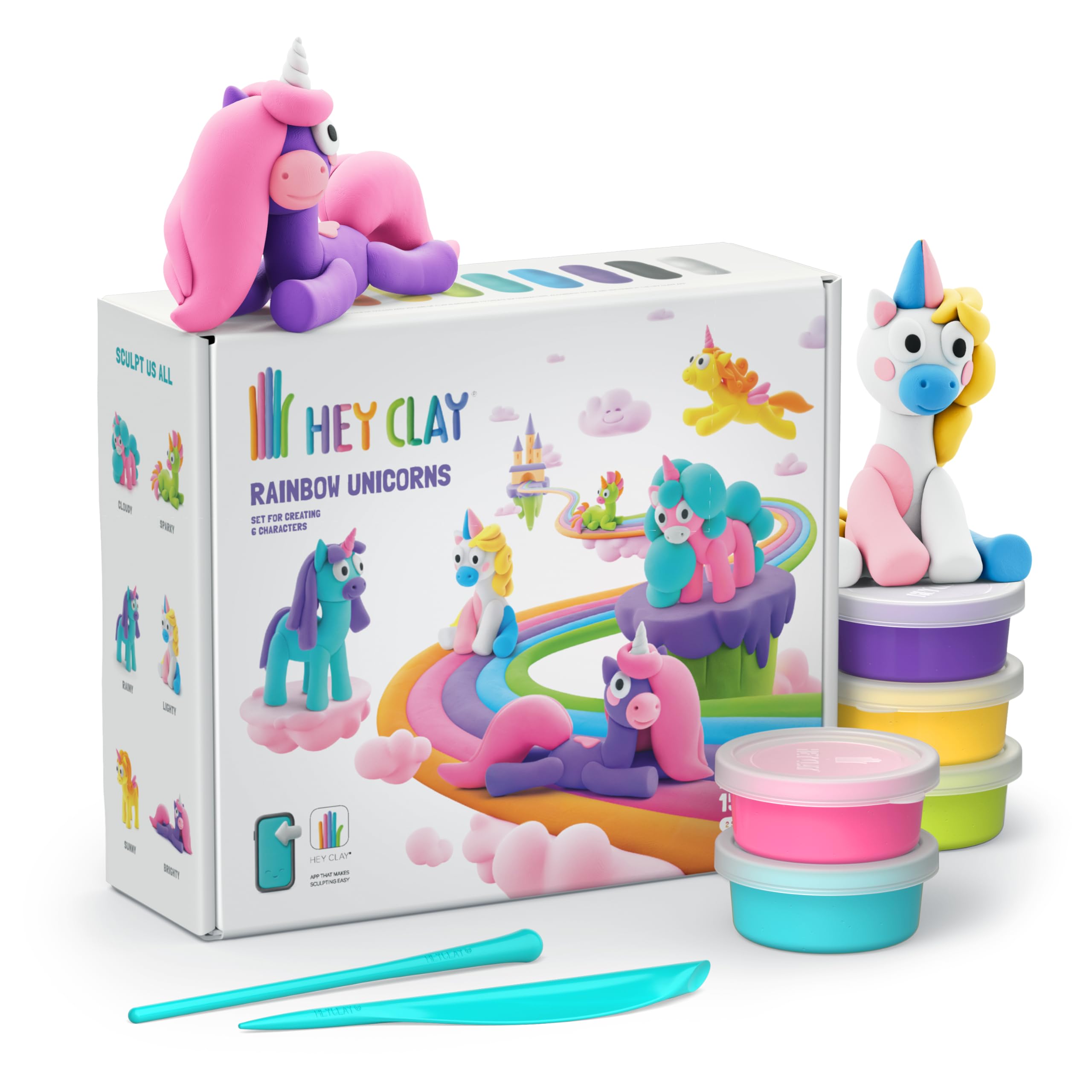 HEY CLAY Rainbow Unicorns Set - Air-Dry Clay Kit for Kids Ages 3+ 10